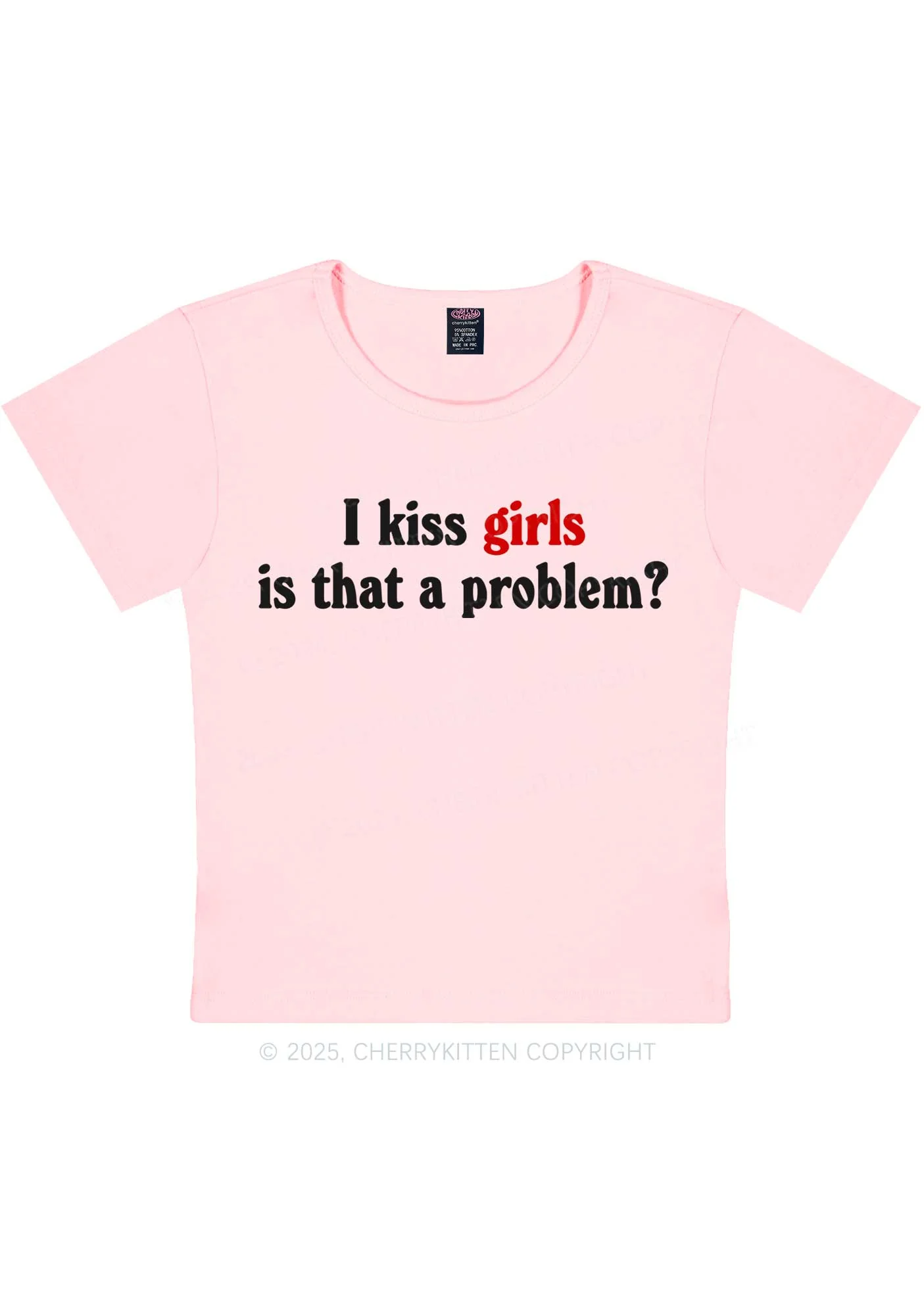 I Kiss Girls Y2K Baby Tee Cherrykitten - Image 10