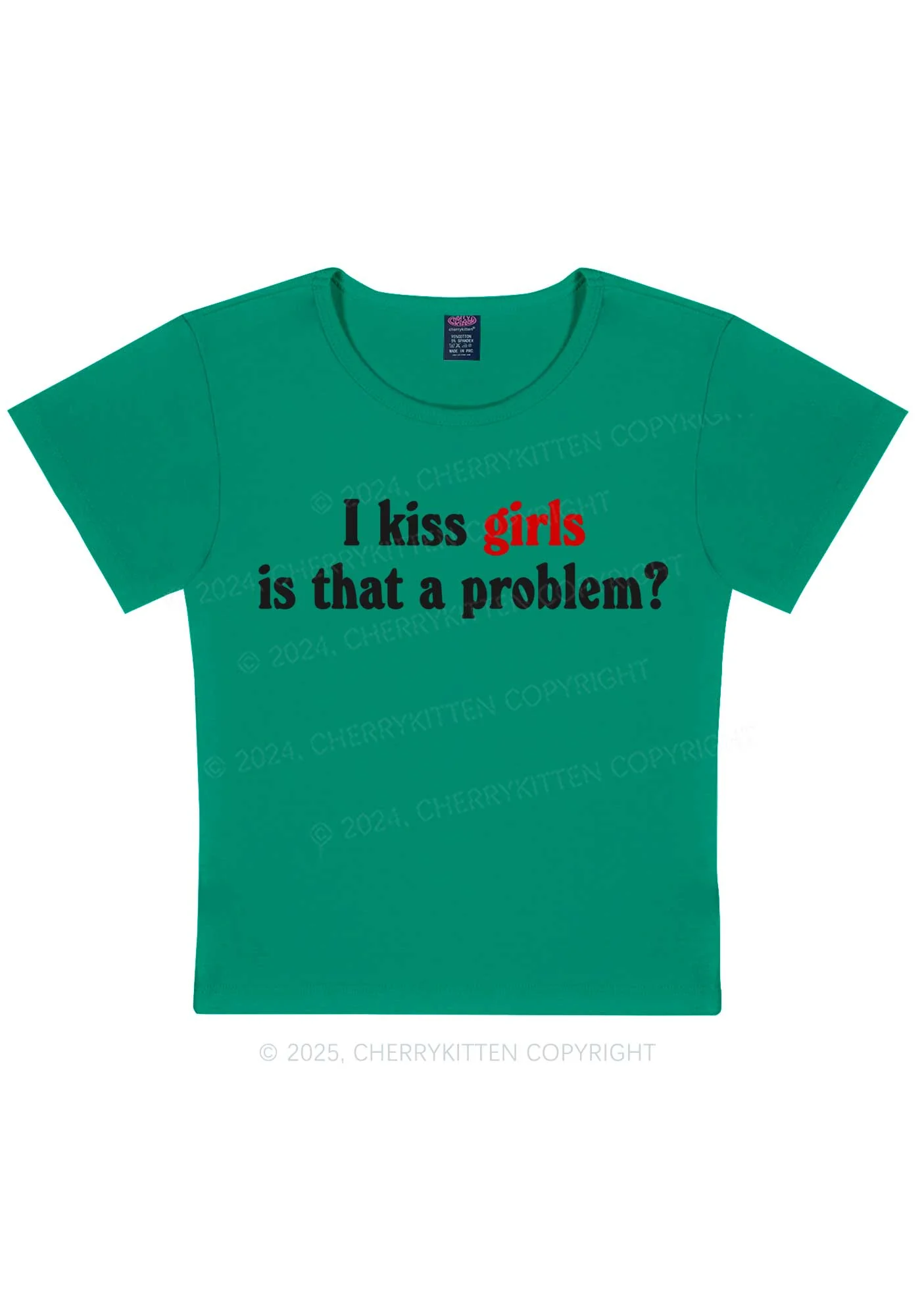 I Kiss Girls Y2K Baby Tee Cherrykitten - Image 12