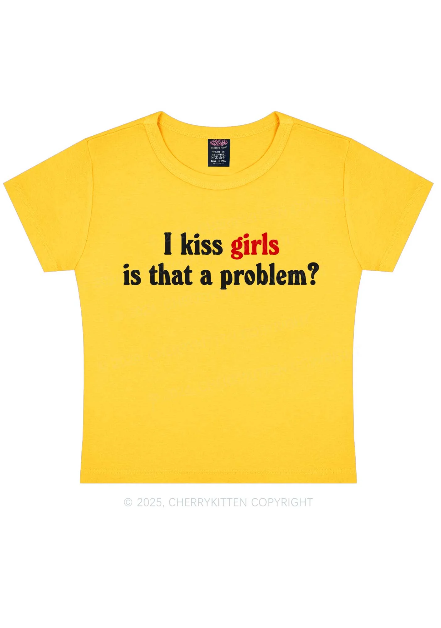 I Kiss Girls Y2K Baby Tee Cherrykitten - Image 4