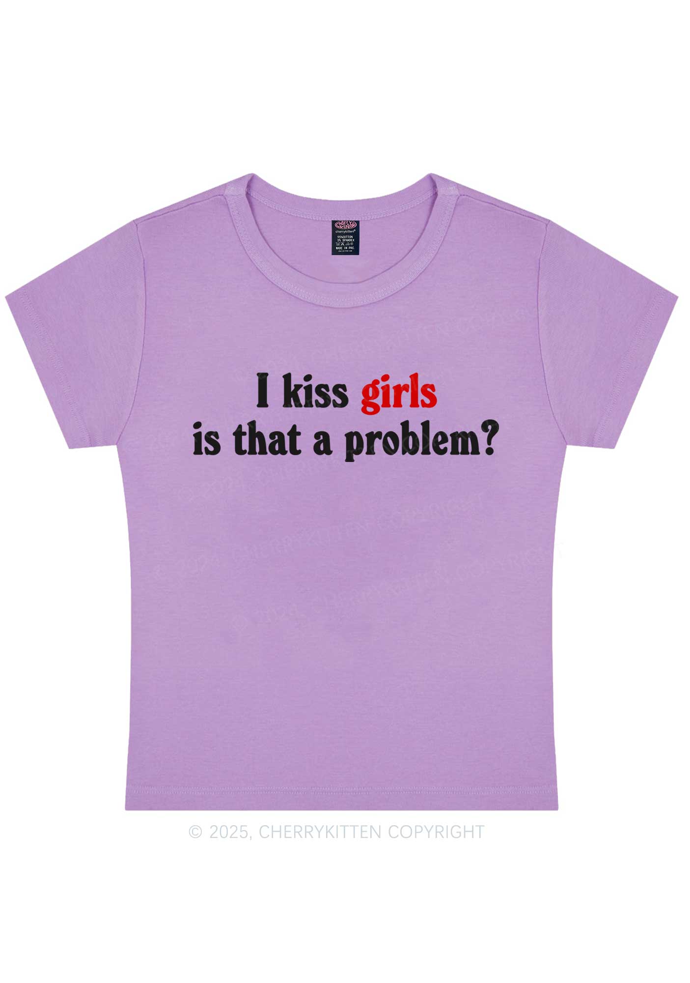 I Kiss Girls Y2K Baby Tee Cherrykitten - Image 5