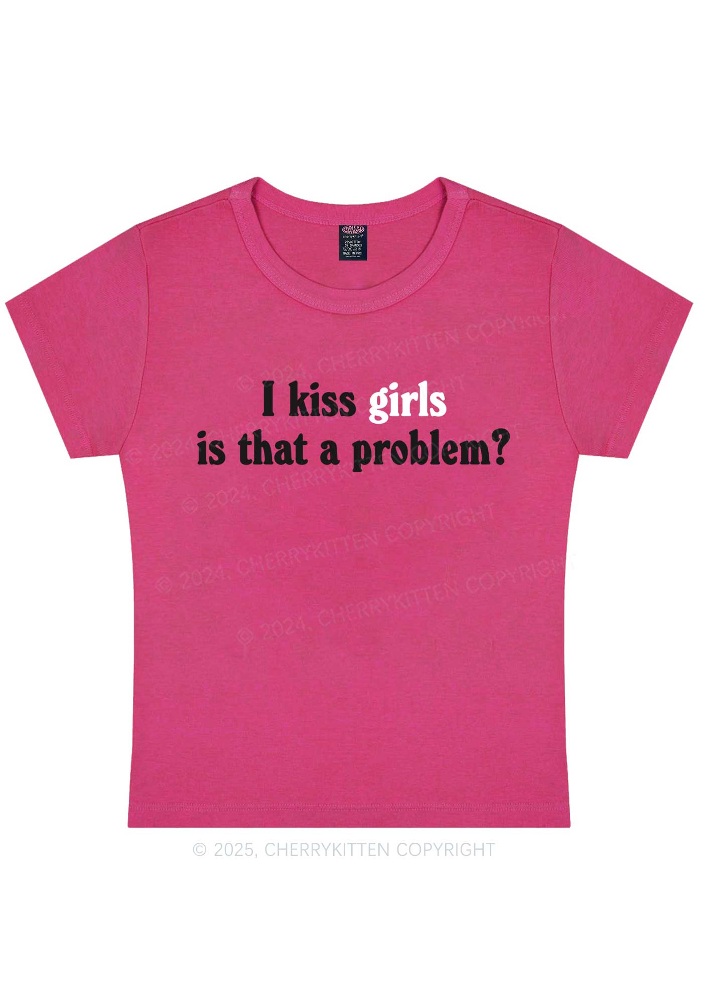 I Kiss Girls Y2K Baby Tee Cherrykitten - Image 6
