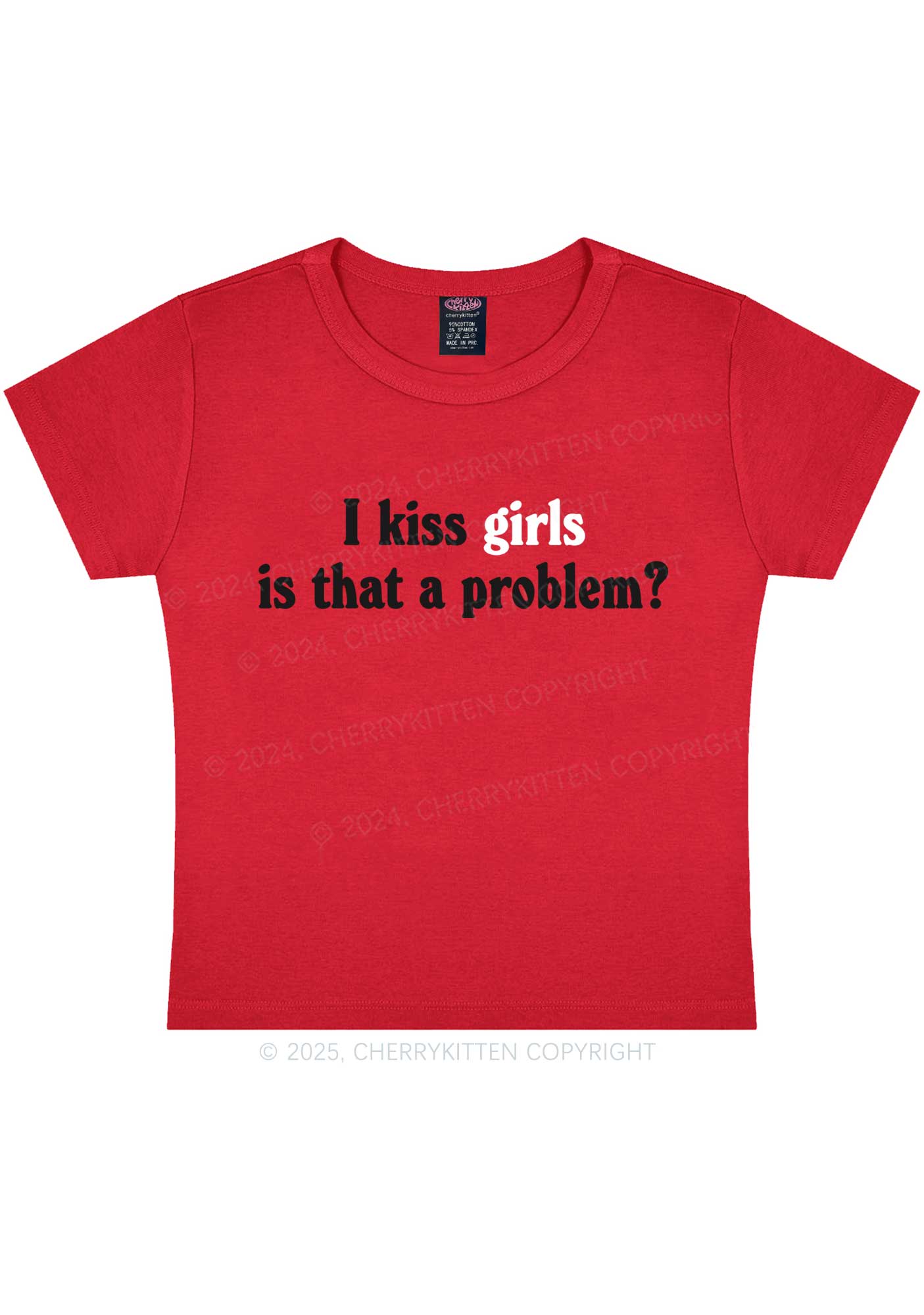 I Kiss Girls Y2K Baby Tee Cherrykitten - Image 7