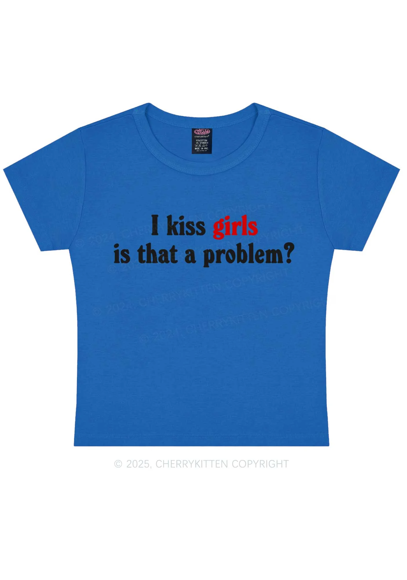I Kiss Girls Y2K Baby Tee Cherrykitten - Image 8