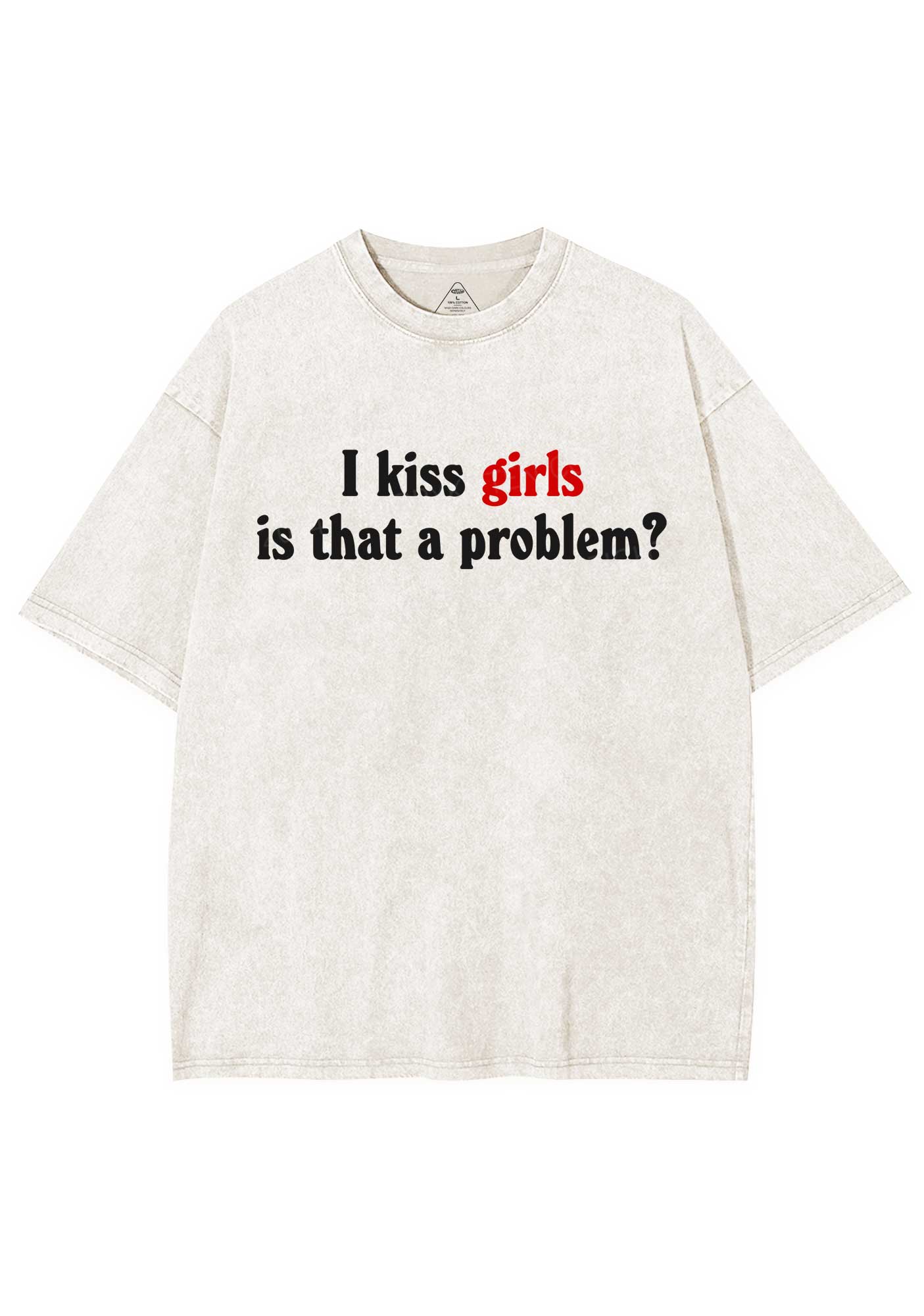 I Kiss Girls Y2K Shirts Washed Tee Cherrykitten - Image 3