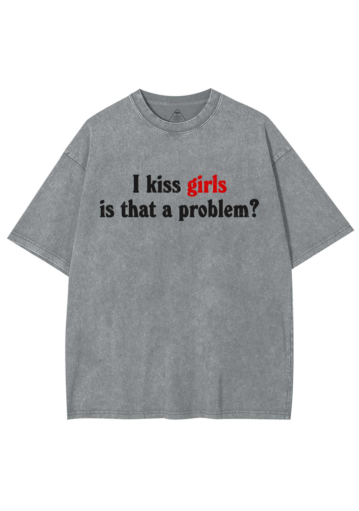 I Kiss Girls Y2K Shirts Washed Tee Cherrykitten - Image 7