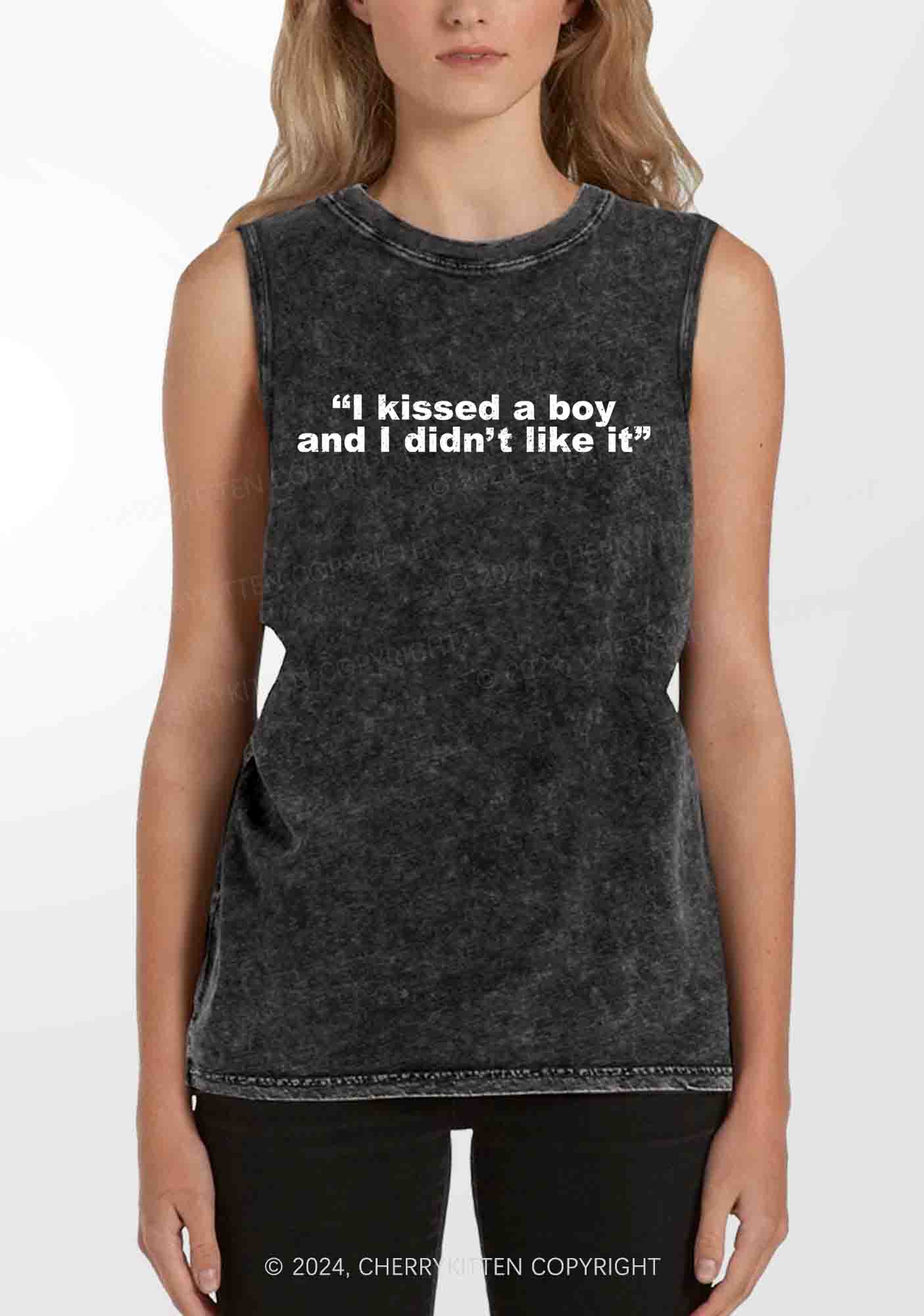 I Kissed A Boy And I Didn't Like It Y2K Washed Tank Cherrykitten - Image 2