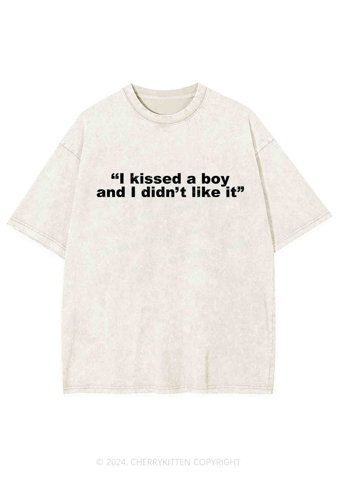I Kissed A Boy And I Didn't Like It Y2K Washed Tee Cherrykitten - Image 3