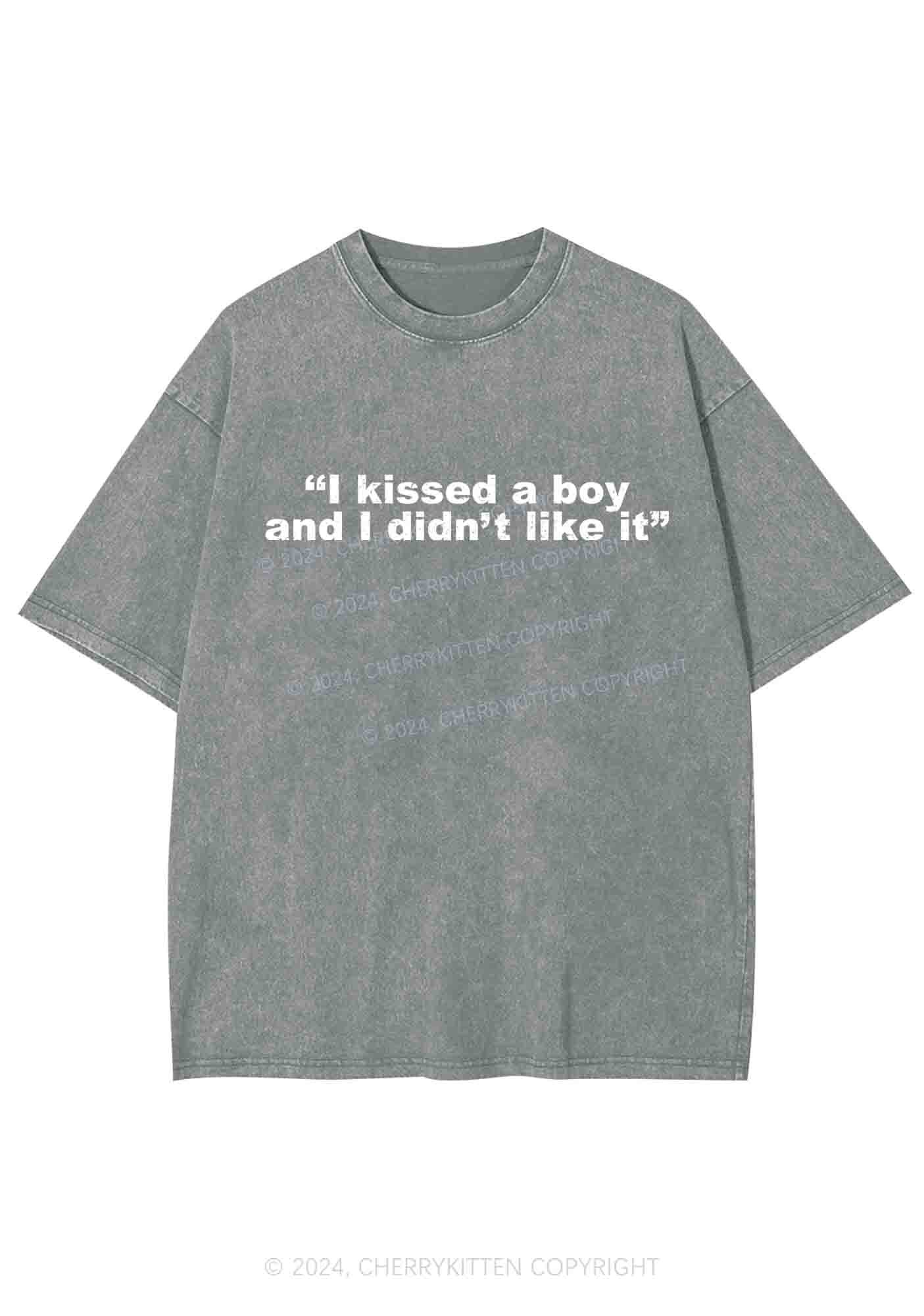 I Kissed A Boy And I Didn't Like It Y2K Washed Tee Cherrykitten - Image 6