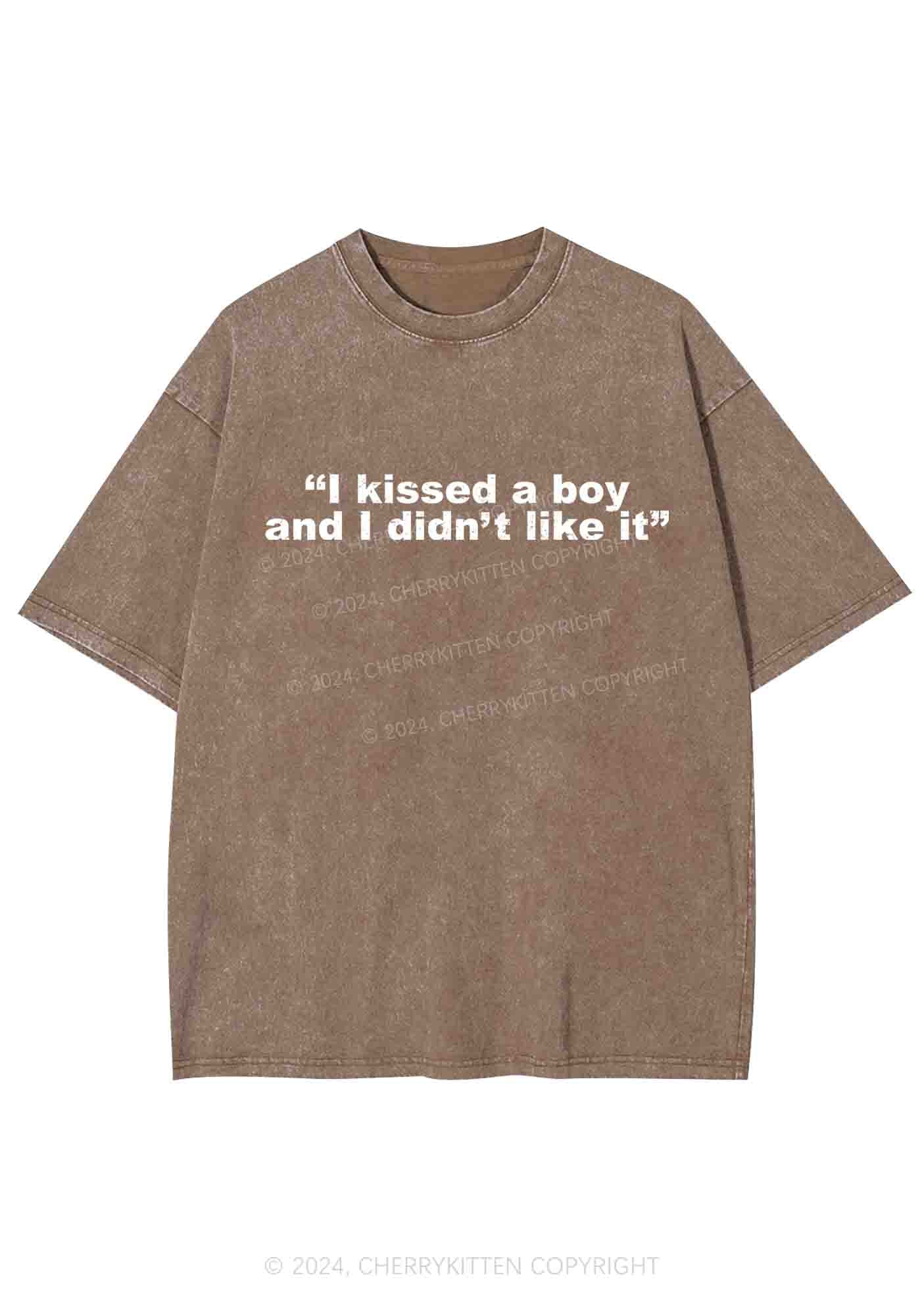I Kissed A Boy And I Didn't Like It Y2K Washed Tee Cherrykitten - Image 8
