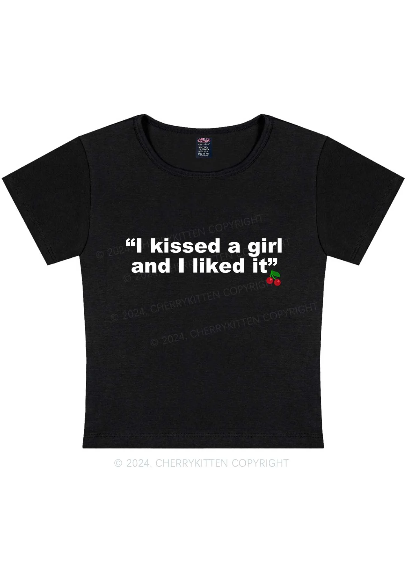 I Kissed A Girl Y2K Baby Tee Cherrykitten - Image 5