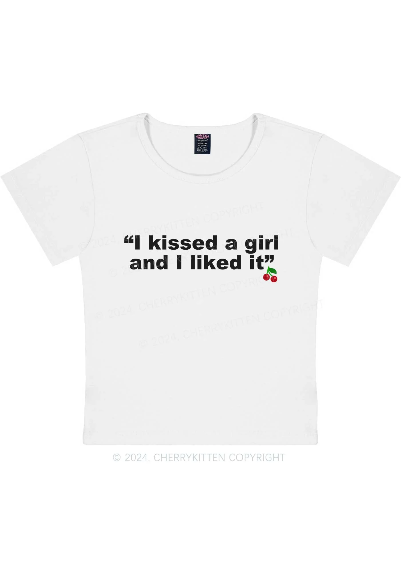 I Kissed A Girl Y2K Baby Tee Cherrykitten - Image 6