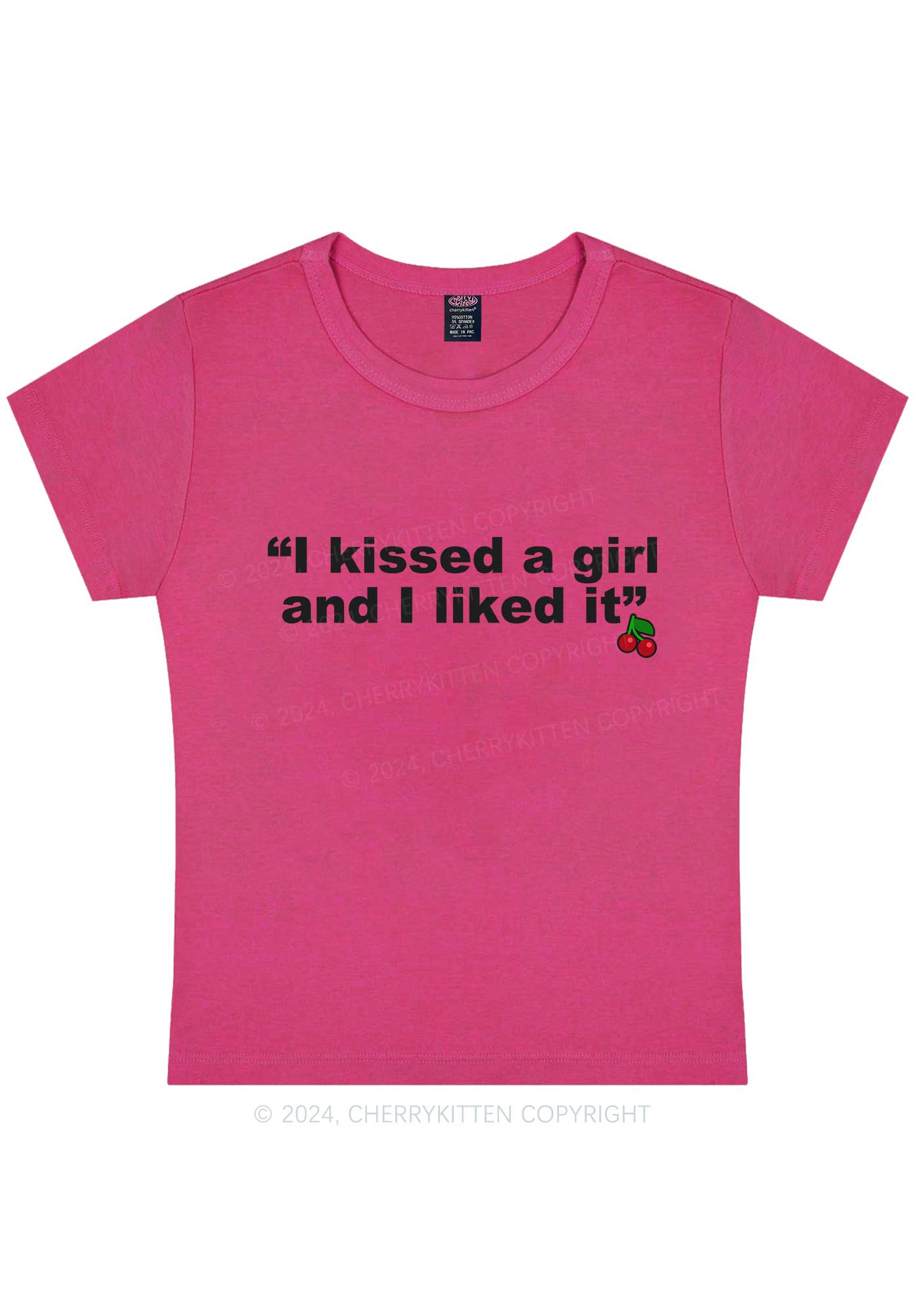 I Kissed A Girl Y2K Baby Tee Cherrykitten - Image 8