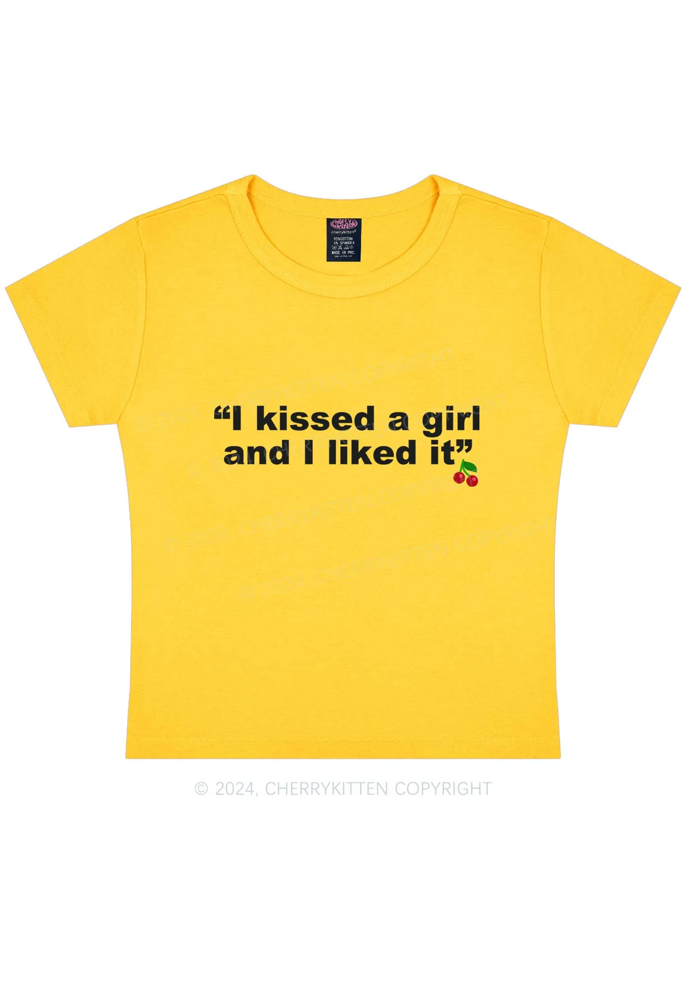 I Kissed A Girl Y2K Baby Tee Cherrykitten - Image 9