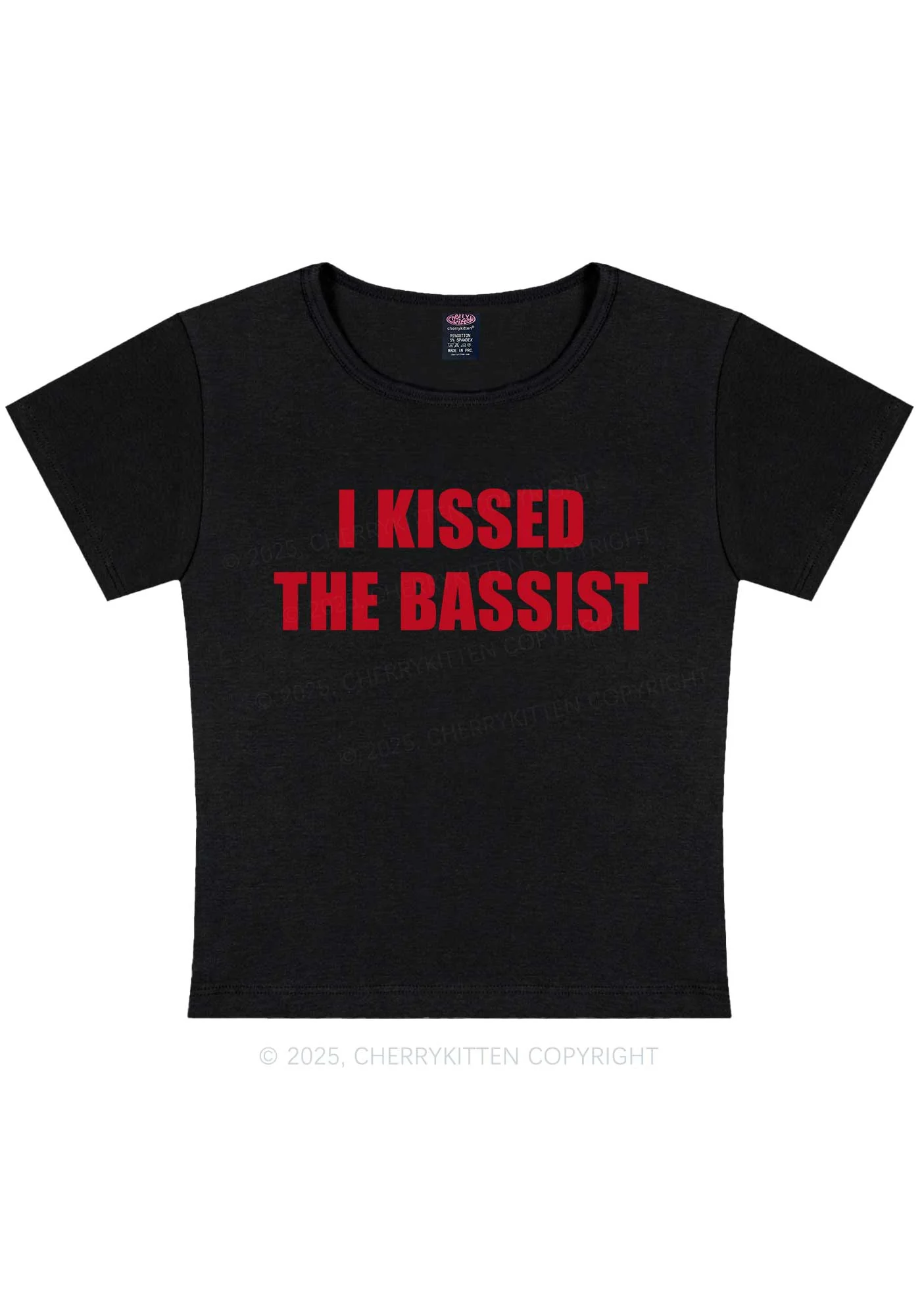 I Kissed The Bassist Y2K Baby Tee Cherrykitten - Image 4