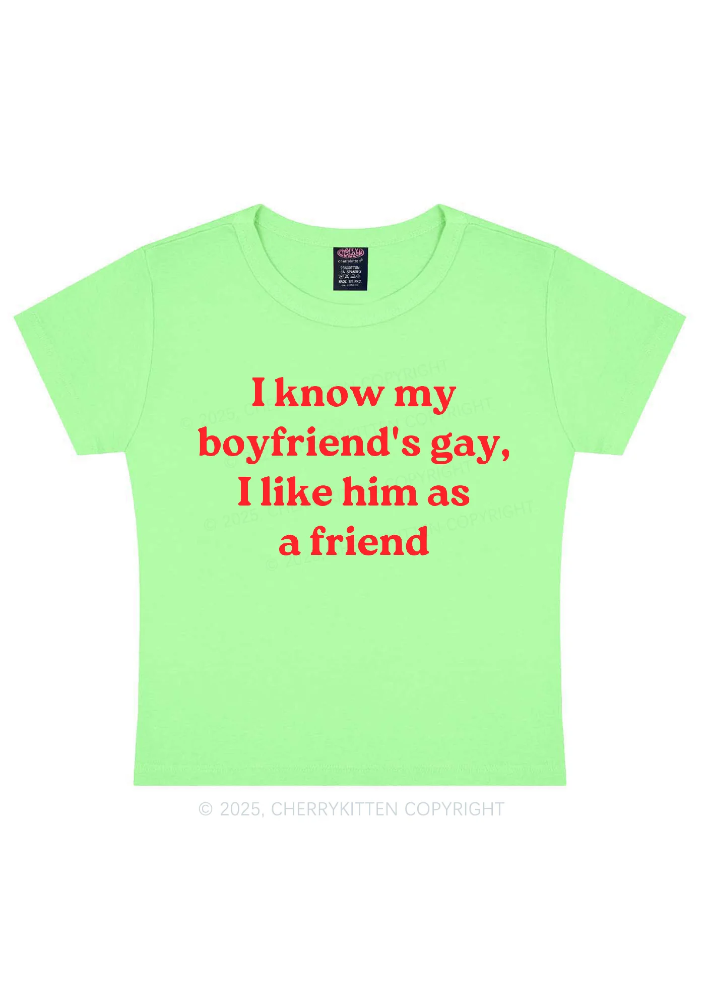 I Know My BF Is Gay Pride Y2K Baby Tee Cherrykitten - Image 11