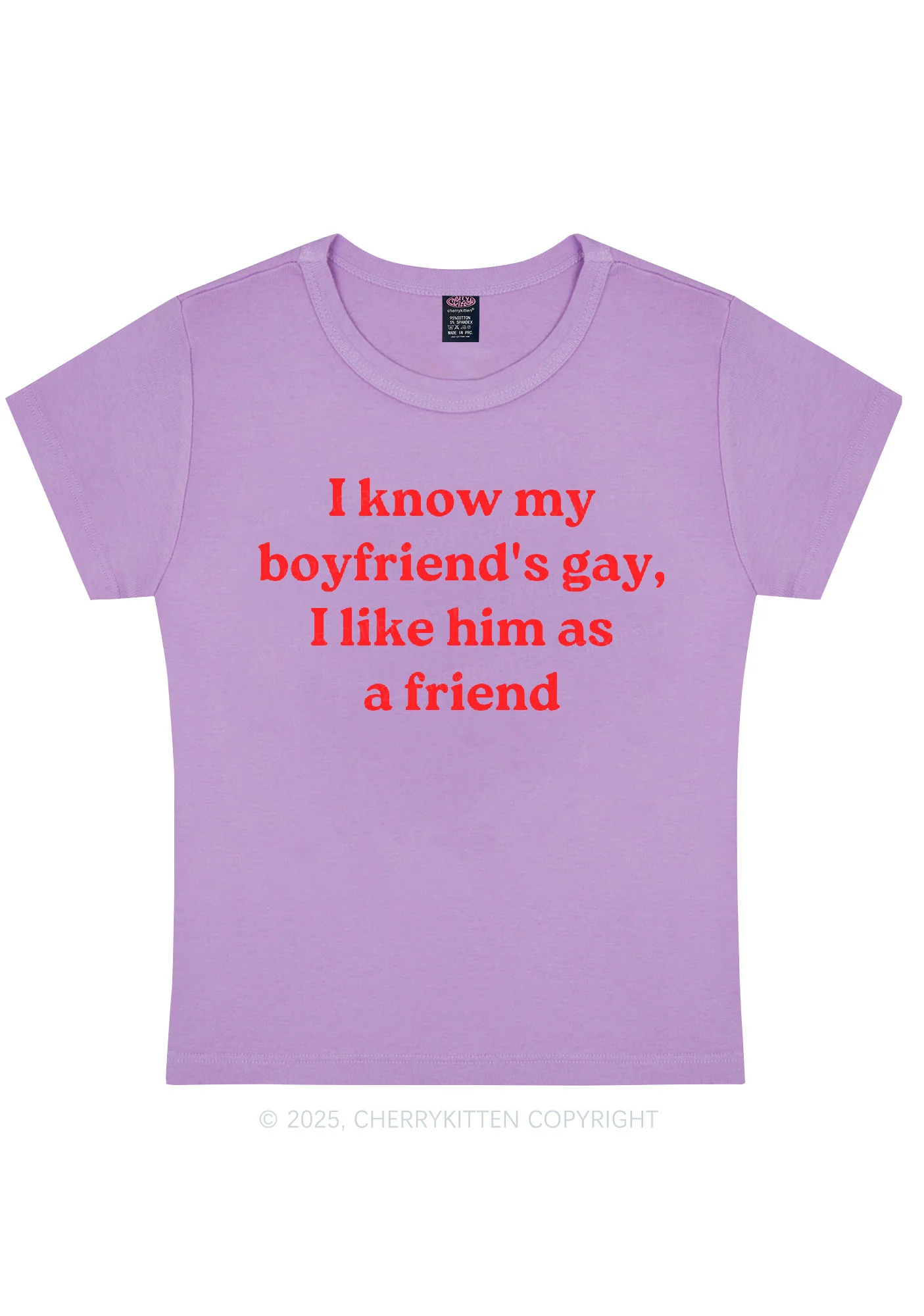 I Know My BF Is Gay Pride Y2K Baby Tee Cherrykitten - Image 6
