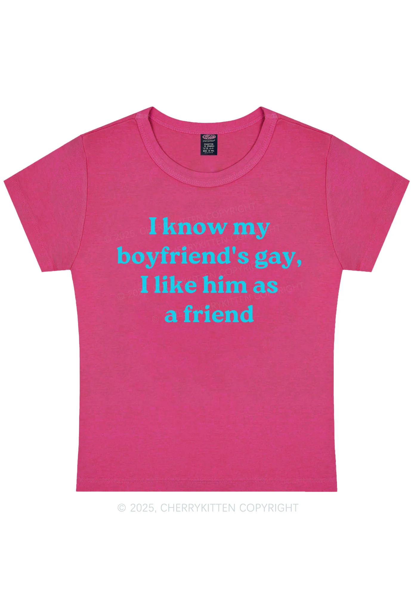 I Know My BF Is Gay Pride Y2K Baby Tee Cherrykitten - Image 7
