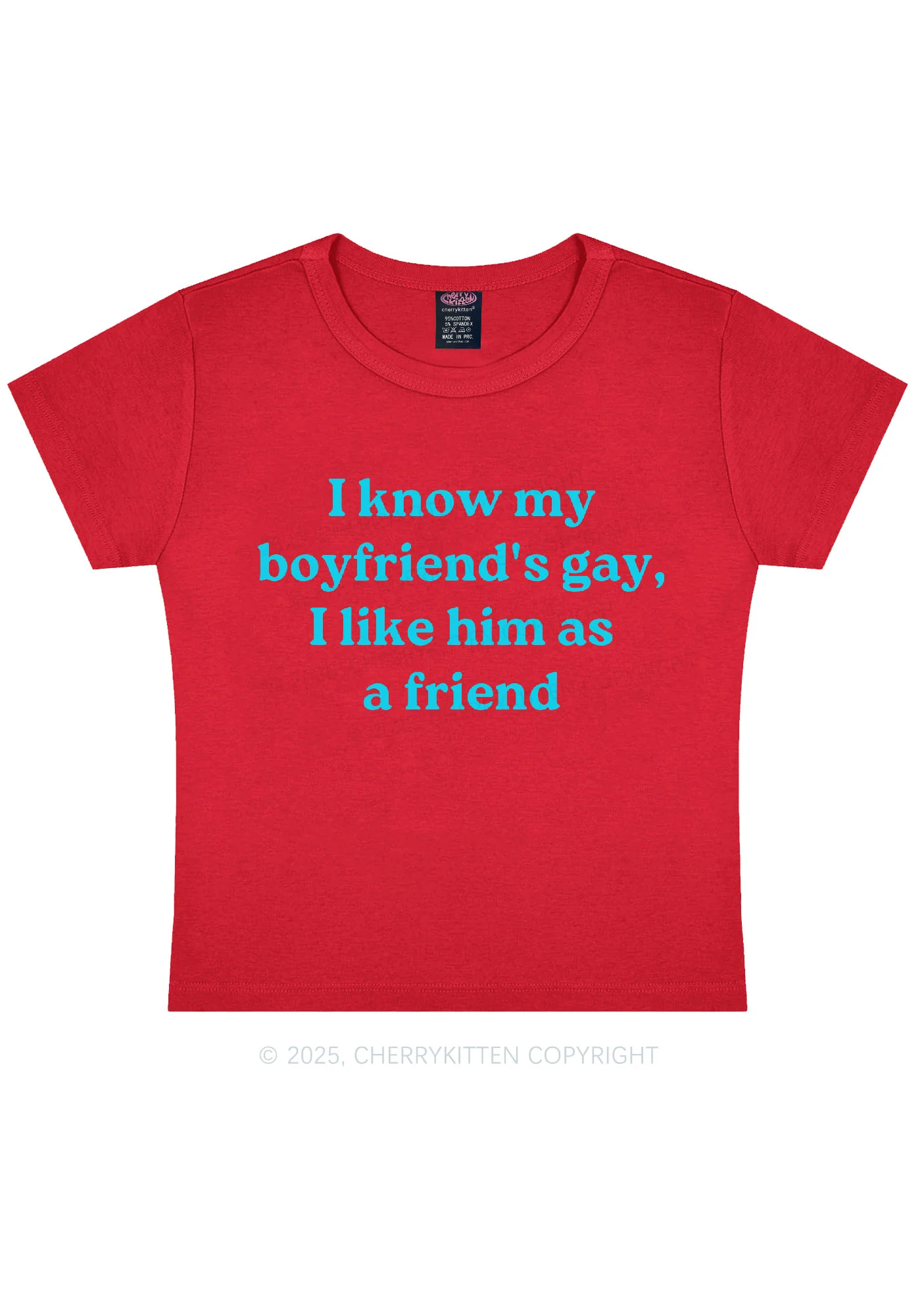 I Know My BF Is Gay Pride Y2K Baby Tee Cherrykitten - Image 9