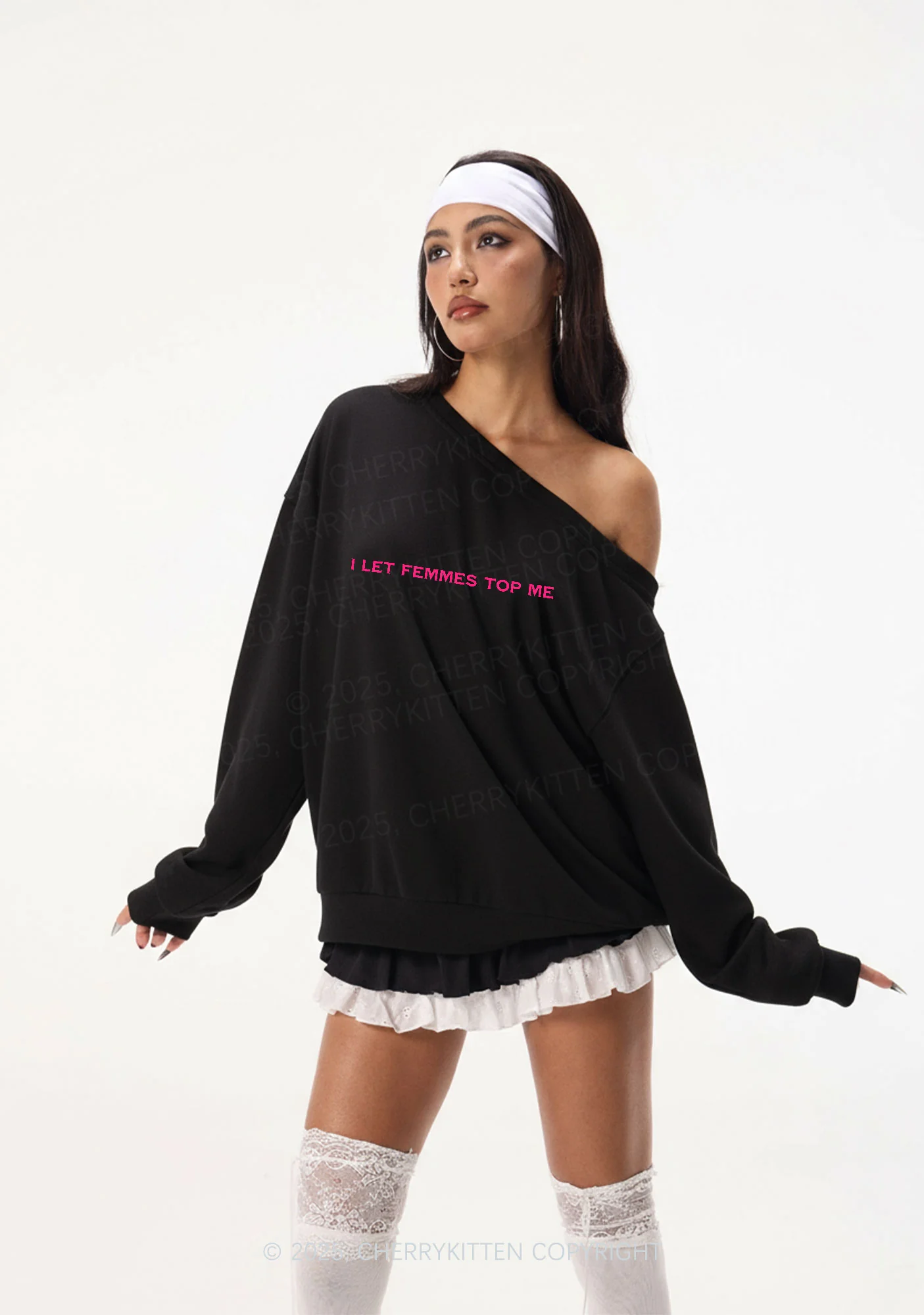 I Let Femmes Top Me Pride Y2K Off Shoulder Sweatshirts Cherrykitten - Image 2