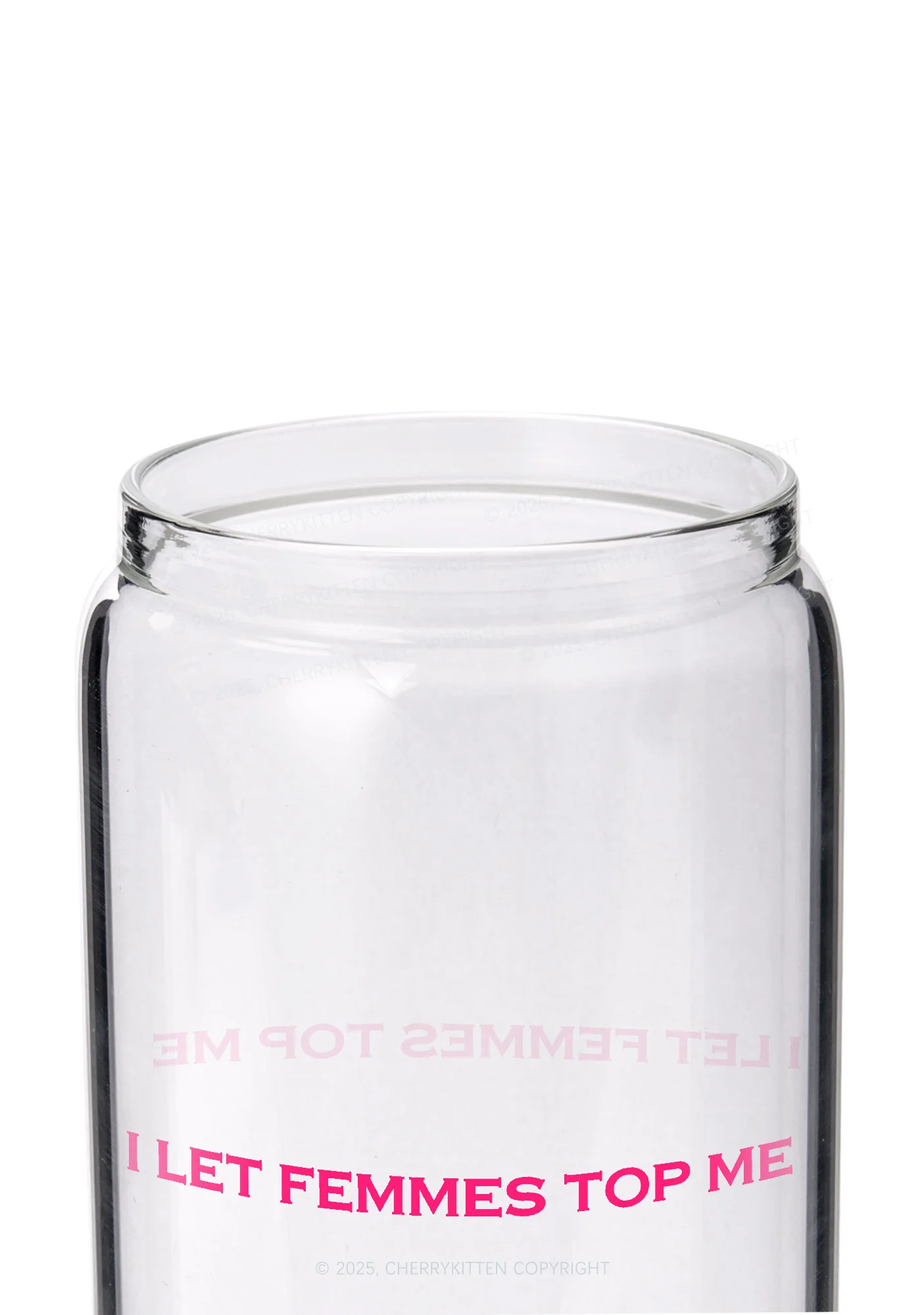 I Let Femmes Top Me Pride Y2K Printed Glass Cup Cherrykitten - Image 2