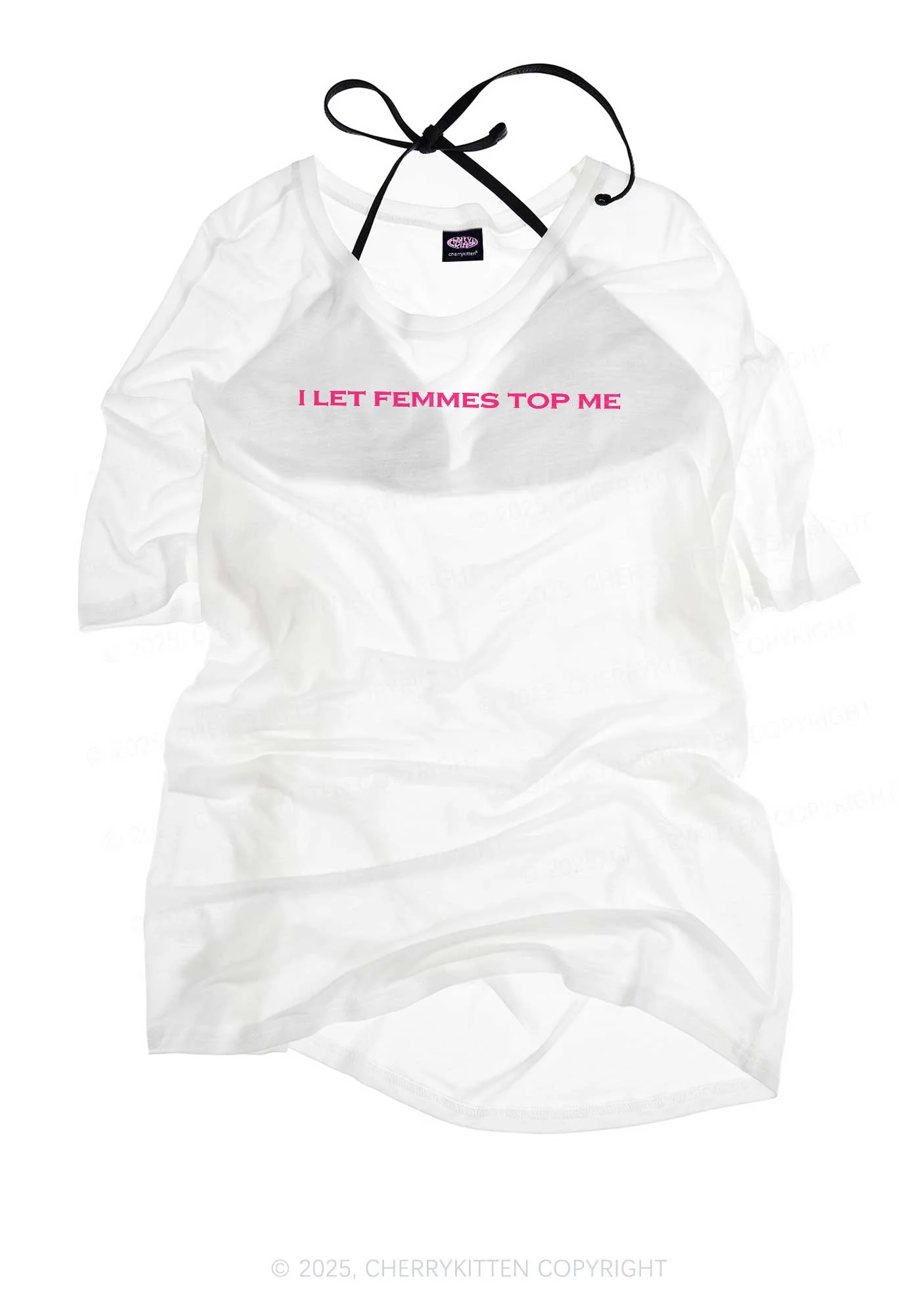 I Let Femmes Top Me Pride Y2K Sheer Boyfriend Tee Cherrykitten - Image 3