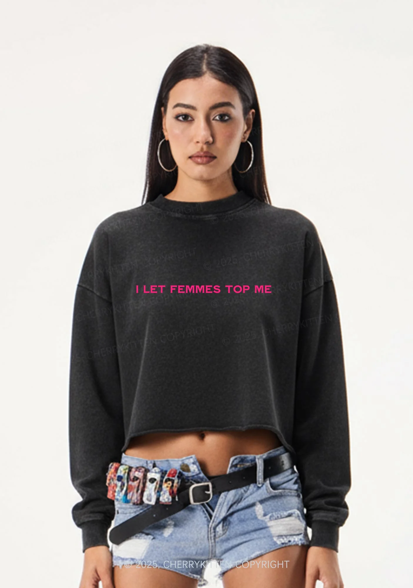 I Let Femmes Top Me Y2K Crop Washed Sweatshirts Cherrykitten - Image 2