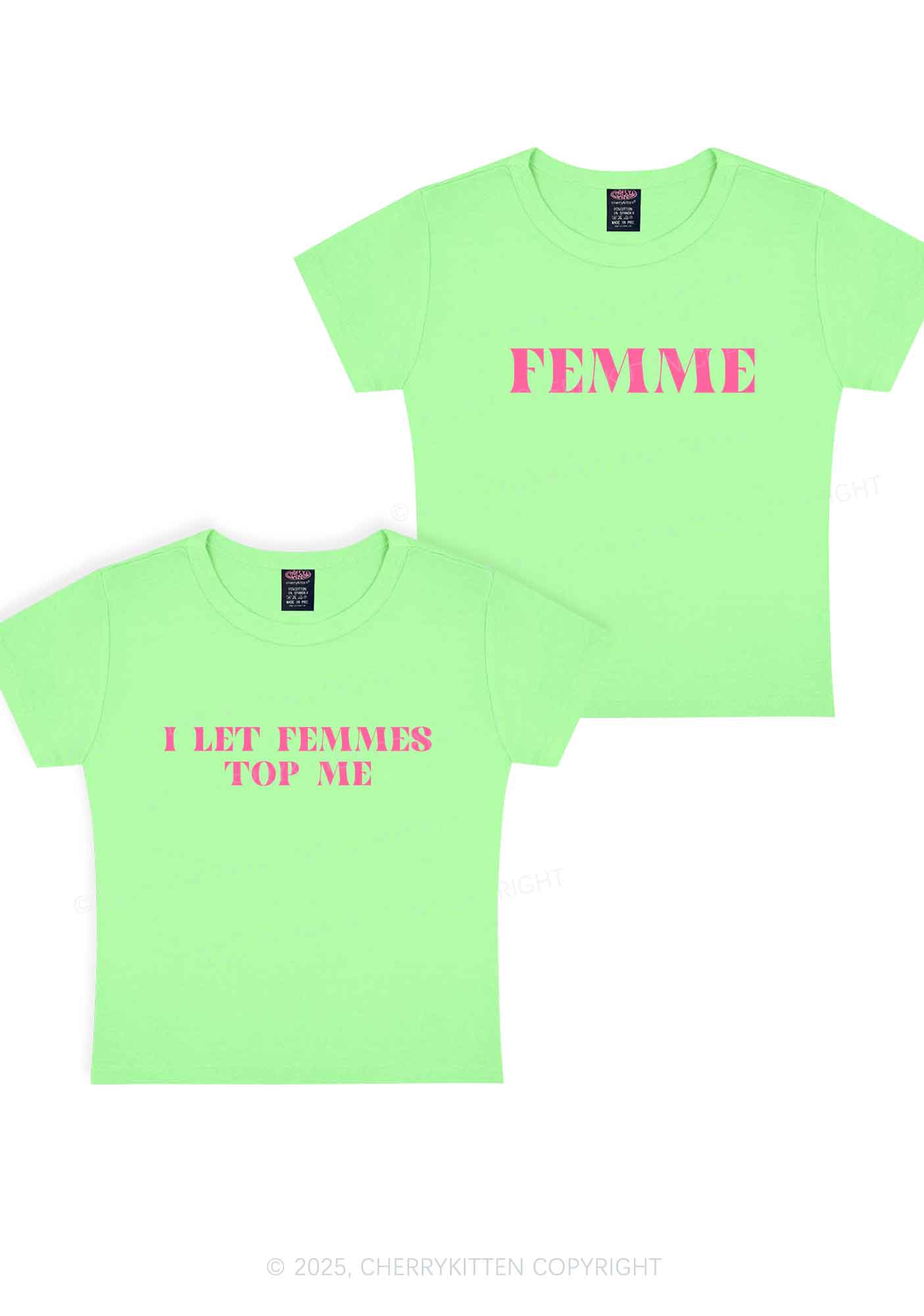 I Let Femmes Top Me Y2K Valentine's Day Baby Tee Cherrykitten - Image 12