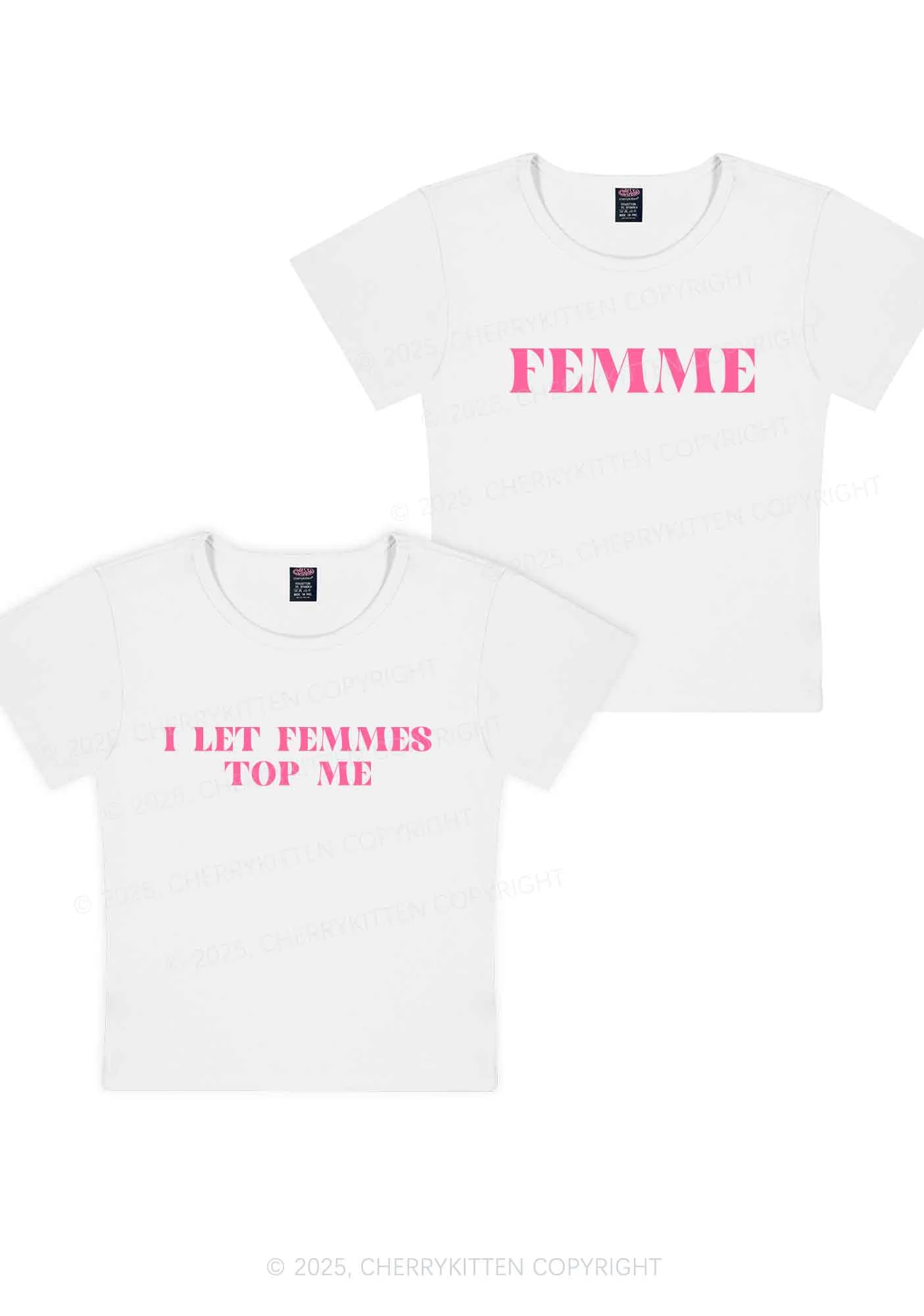 I Let Femmes Top Me Y2K Valentine's Day Baby Tee Cherrykitten - Image 5