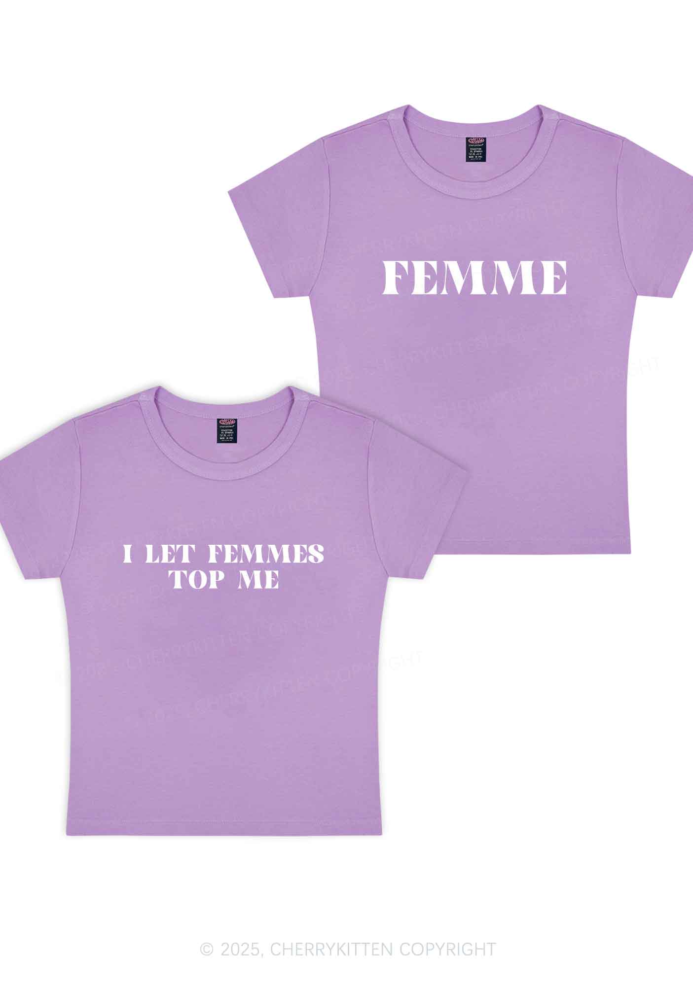I Let Femmes Top Me Y2K Valentine's Day Baby Tee Cherrykitten - Image 7