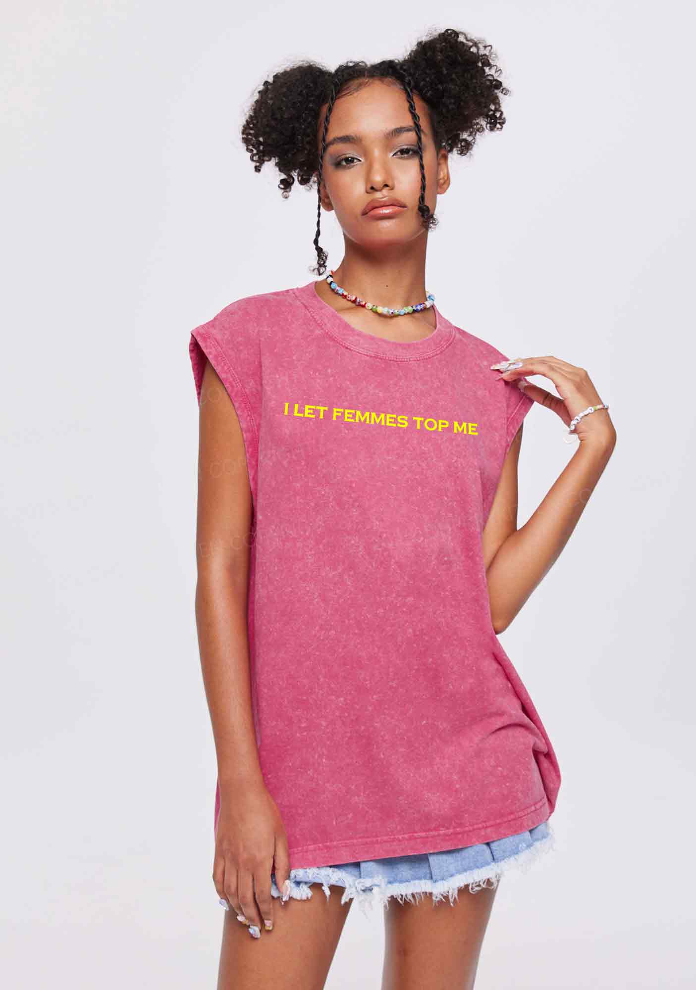 I Let Femmes Top Me Y2K Washed Tank Cherrykitten - Image 2