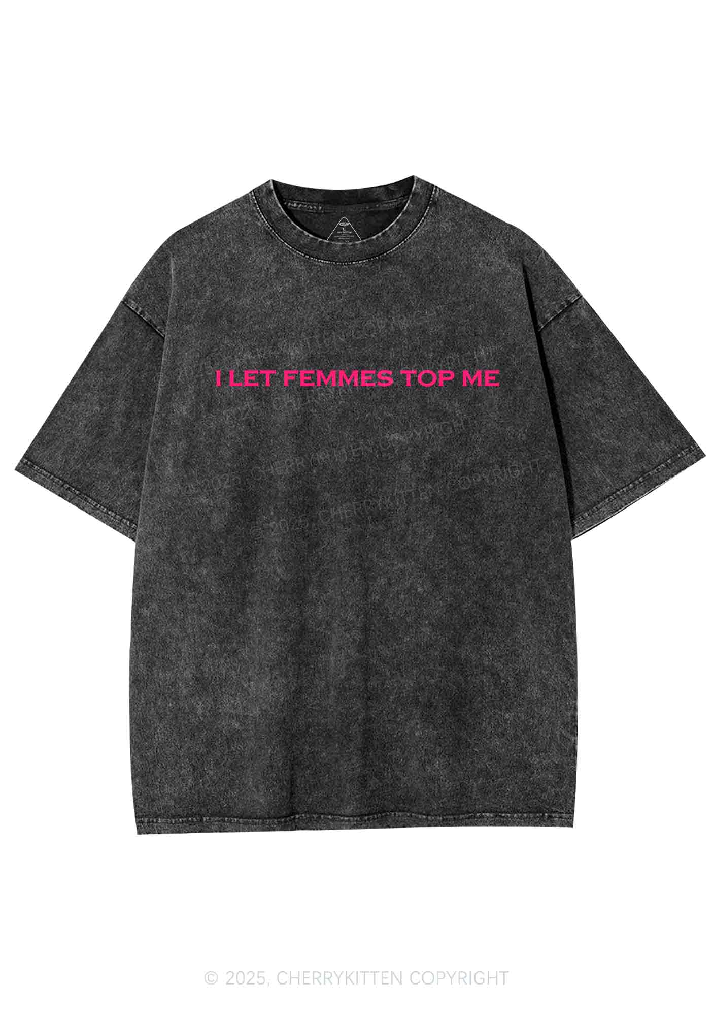 I Let Femmes Top Me Y2K Washed Tee Cherrykitten - Image 3
