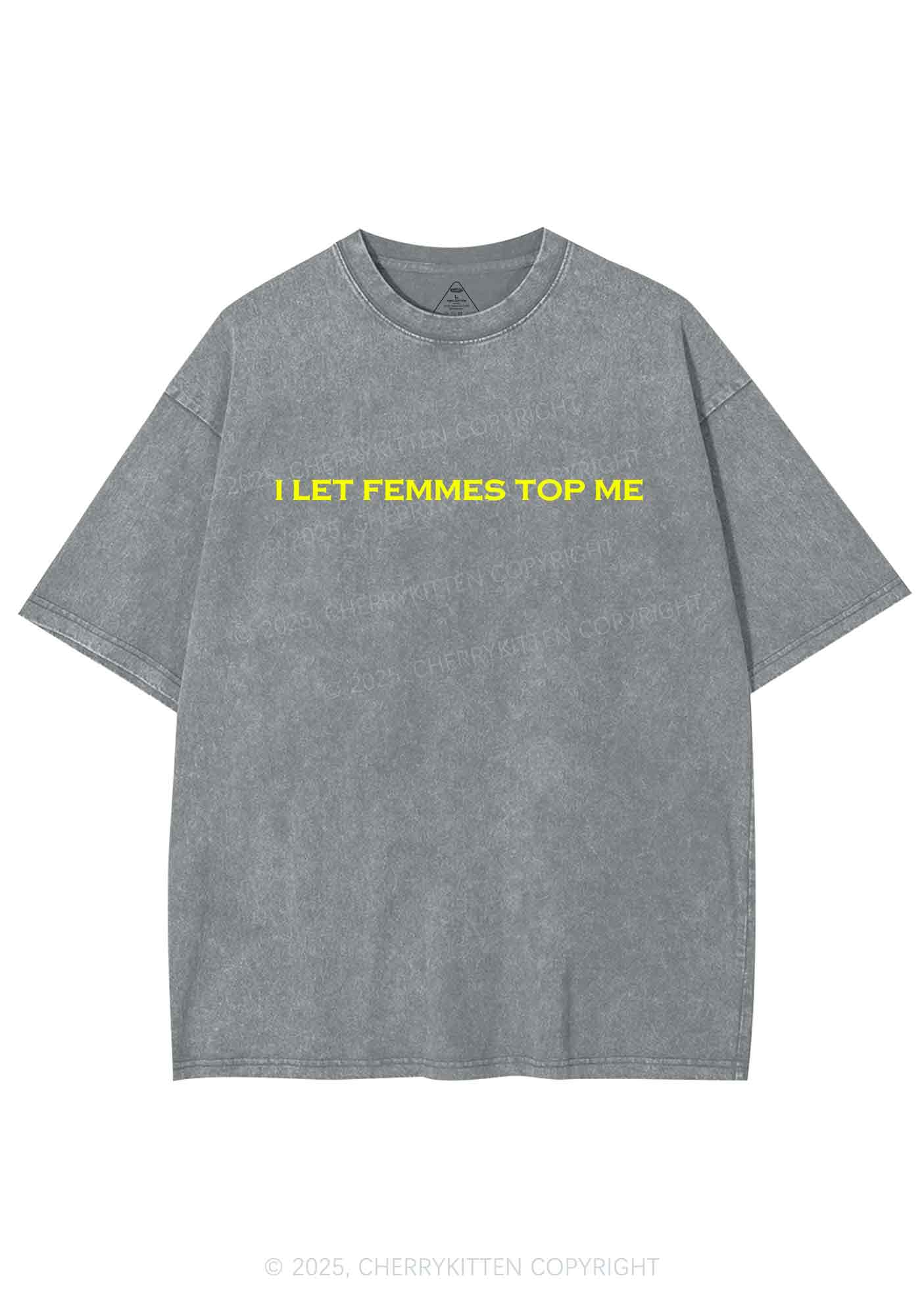 I Let Femmes Top Me Y2K Washed Tee Cherrykitten - Image 7