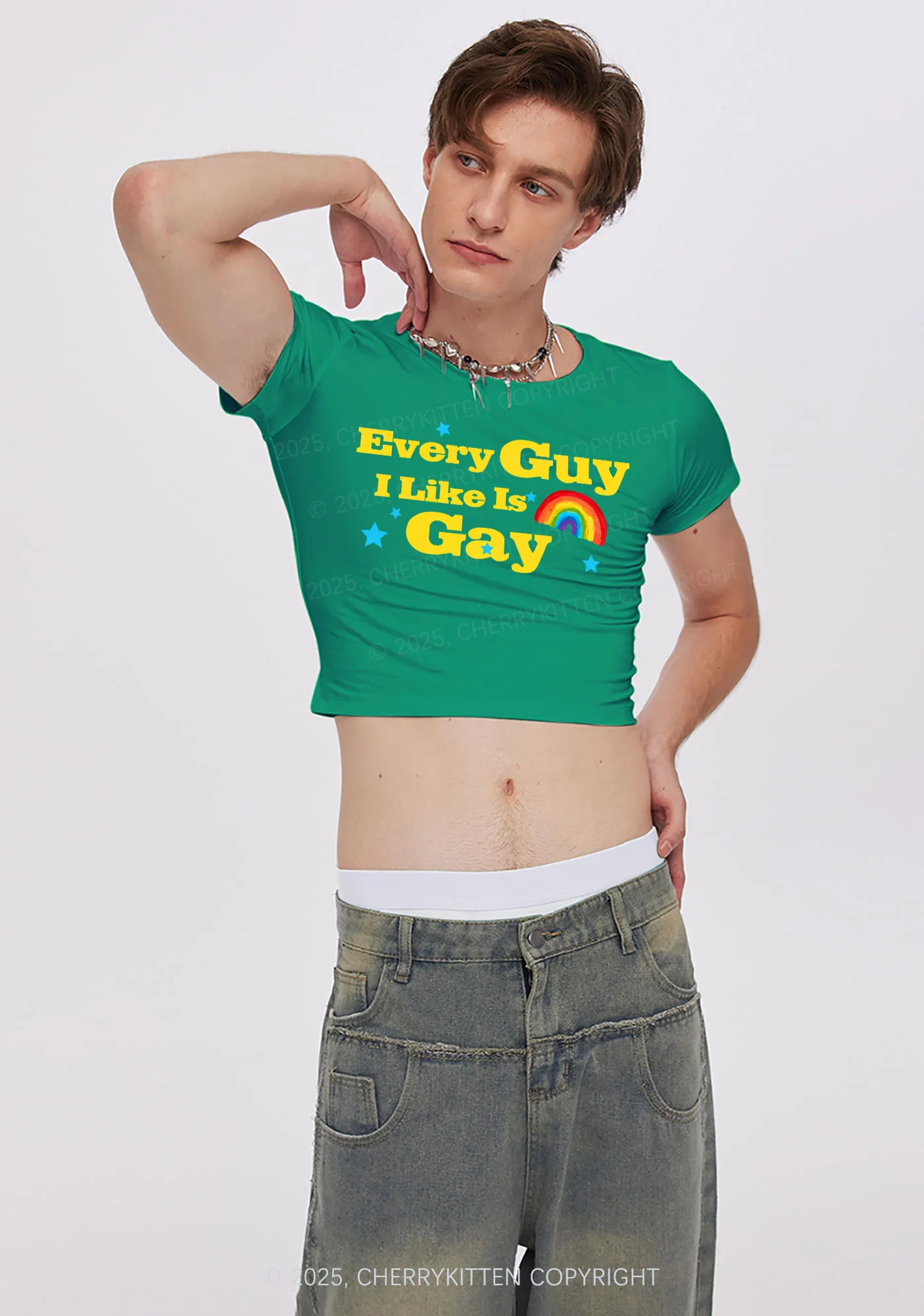 I Like Gay Pride Y2K Baby Tee Cherrykitten - Image 2