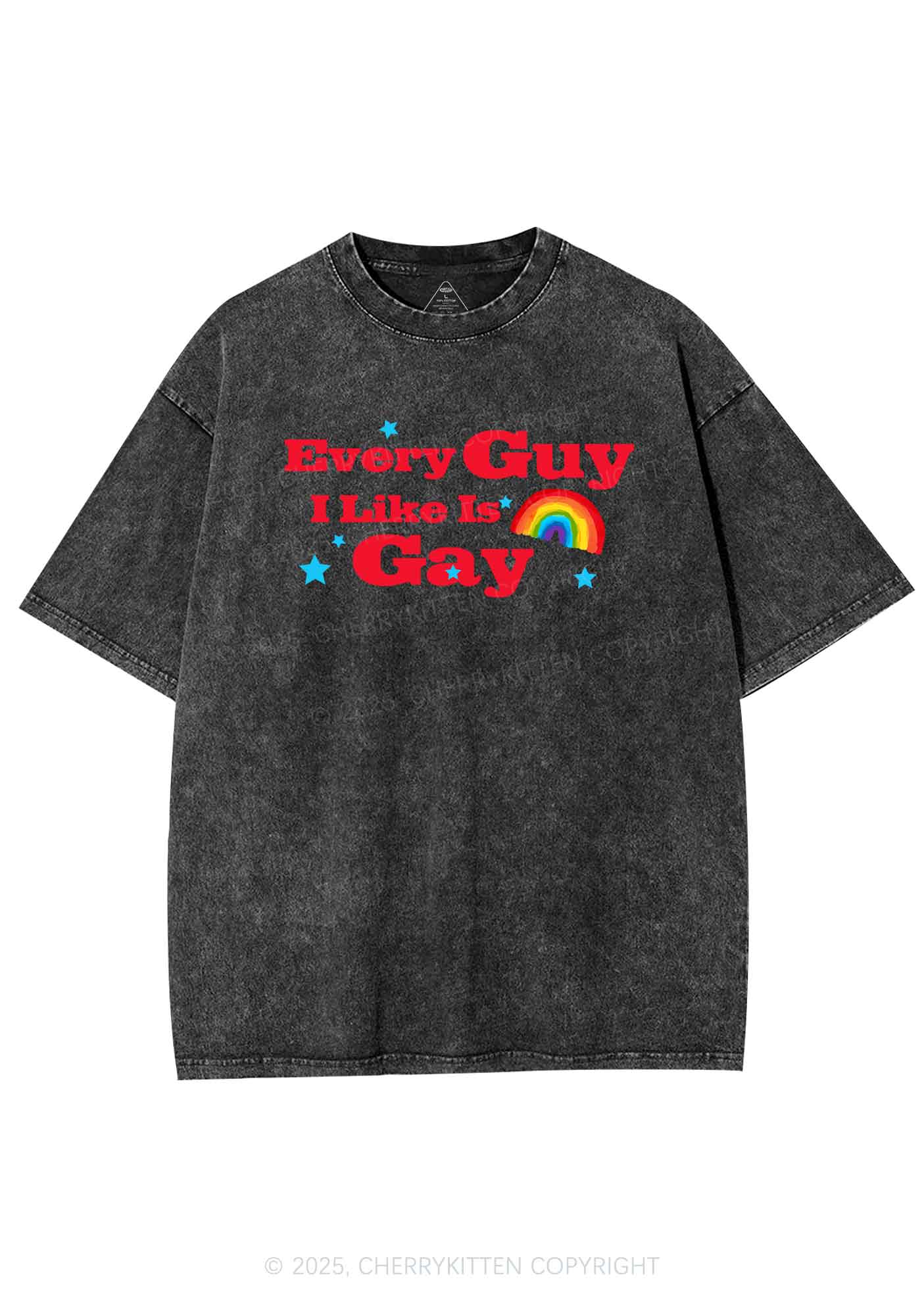 I Like Gay Pride Y2K Shirts Washed Tee Cherrykitten - Image 3