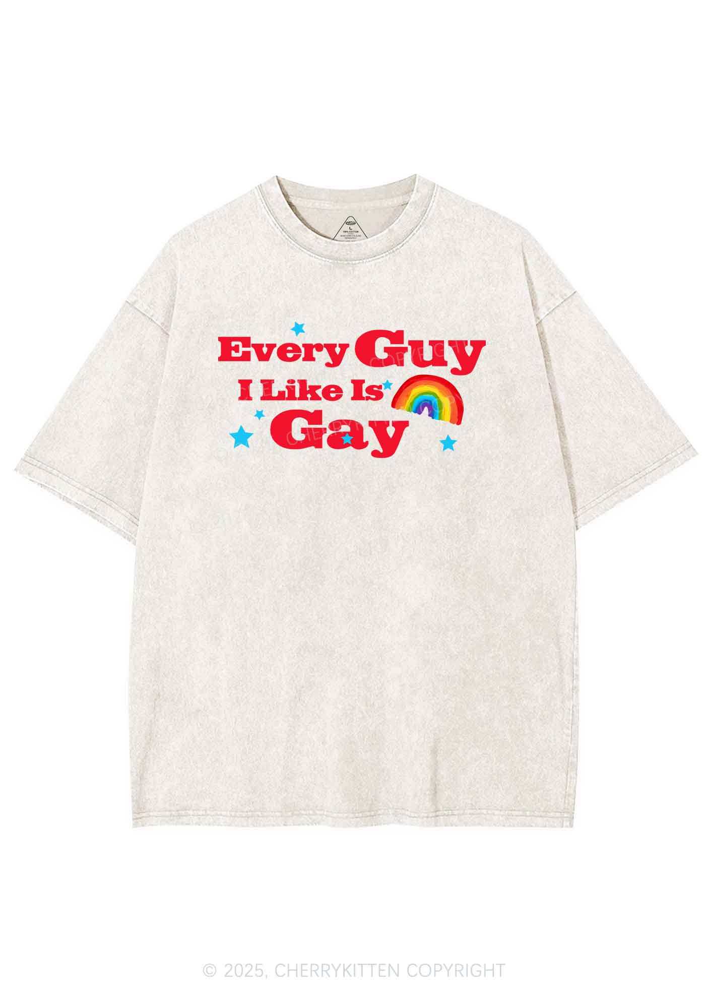 I Like Gay Pride Y2K Shirts Washed Tee Cherrykitten - Image 5
