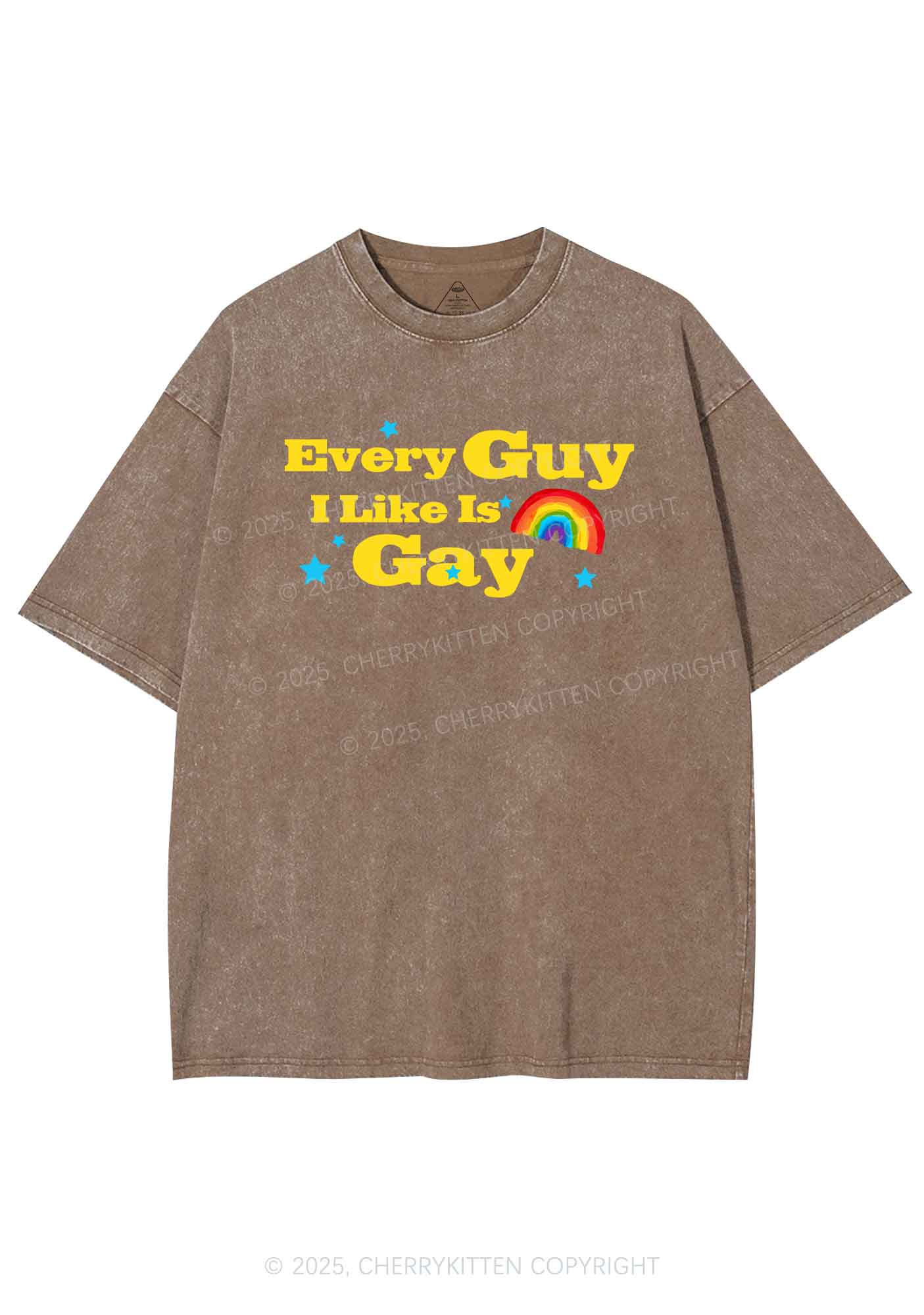 I Like Gay Pride Y2K Shirts Washed Tee Cherrykitten - Image 6