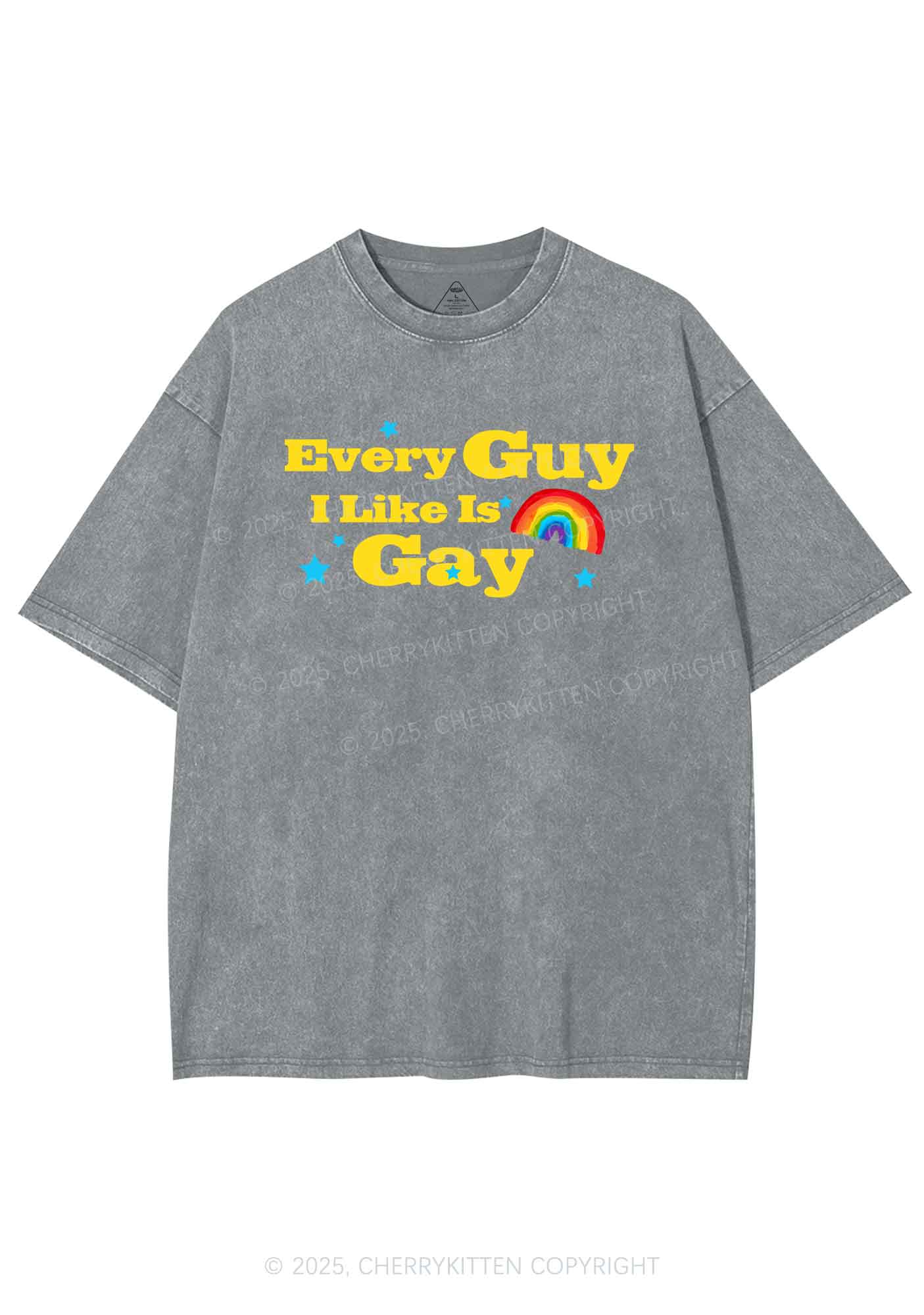 I Like Gay Pride Y2K Shirts Washed Tee Cherrykitten - Image 7