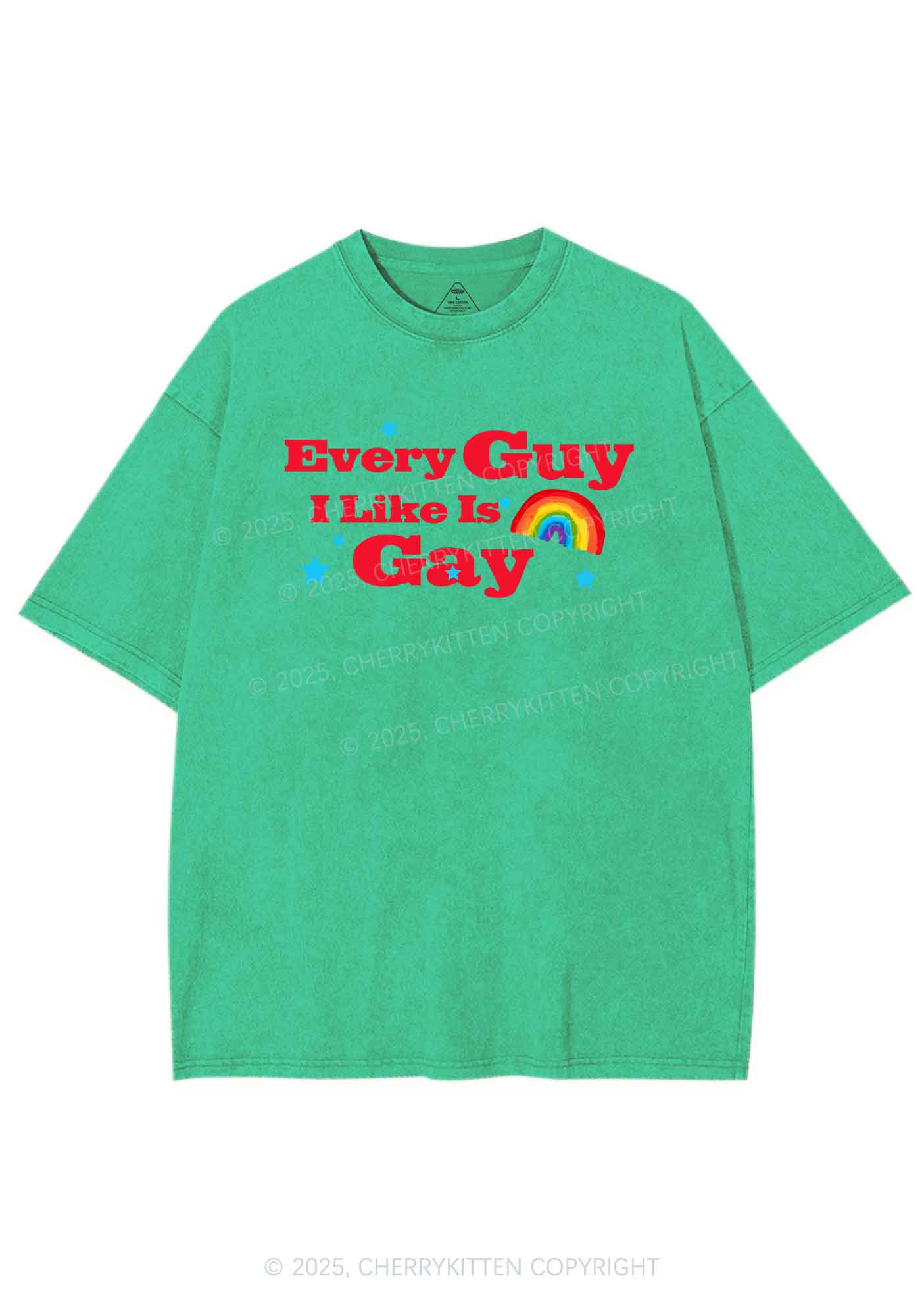 I Like Gay Pride Y2K Shirts Washed Tee Cherrykitten - Image 8