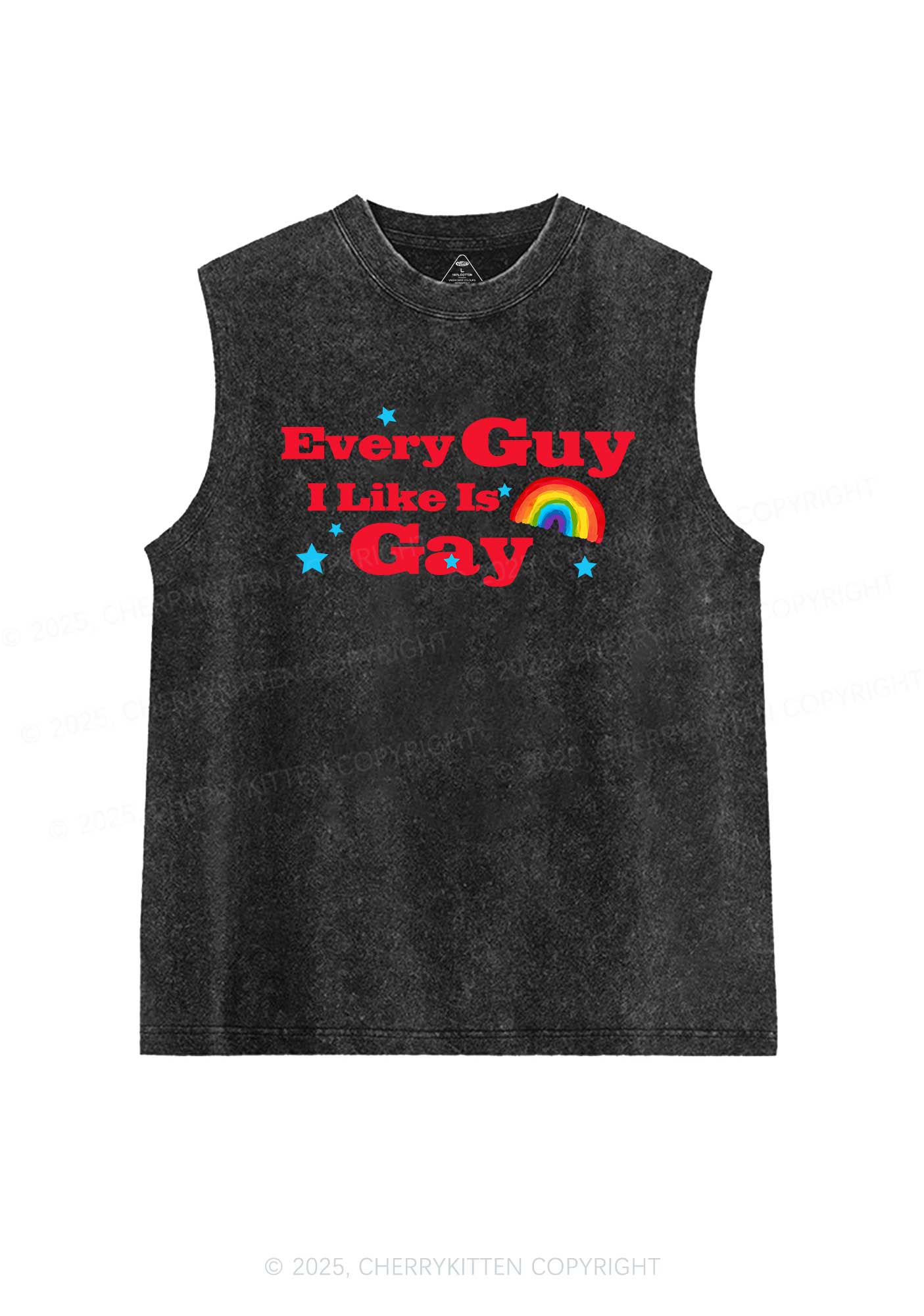 I Like Gay Pride Y2K Washed Muscle Tank Cherrykitten - Image 3