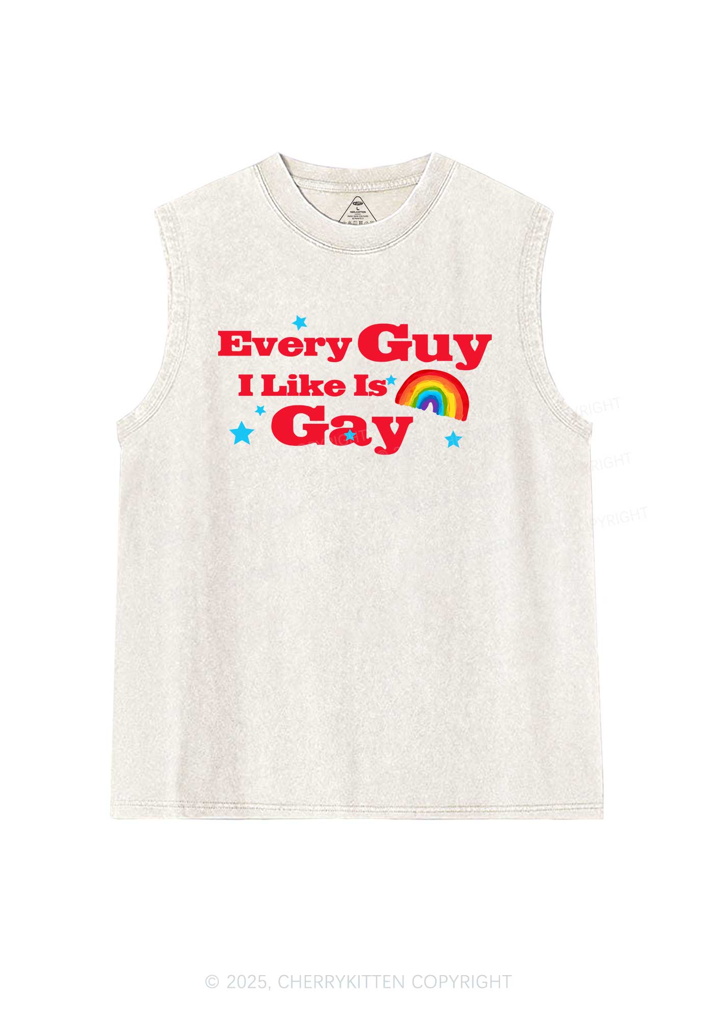 I Like Gay Pride Y2K Washed Muscle Tank Cherrykitten - Image 4