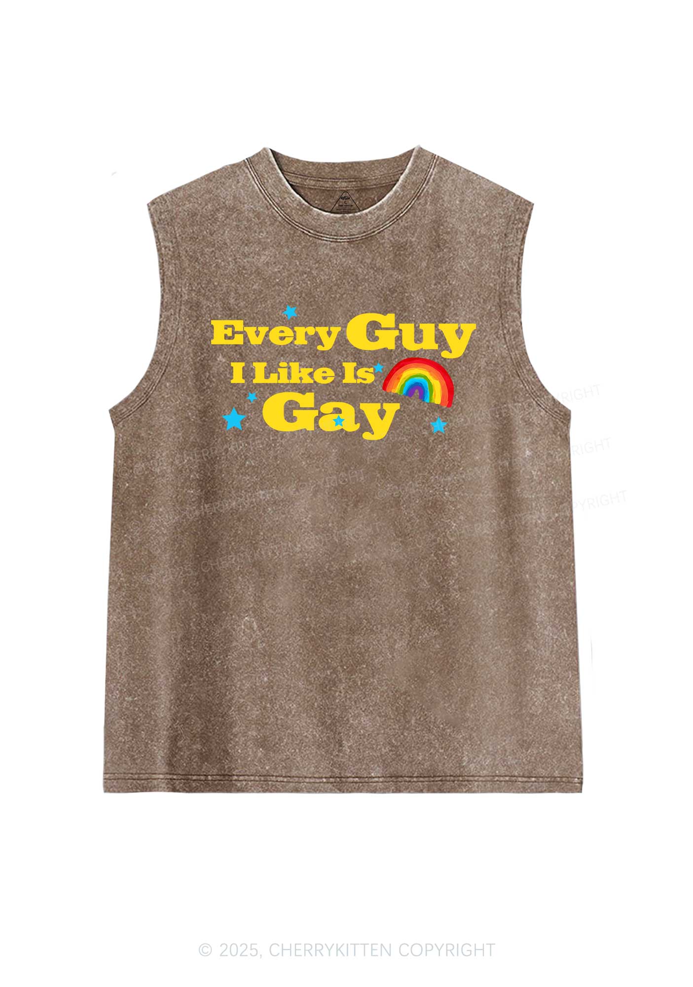 I Like Gay Pride Y2K Washed Muscle Tank Cherrykitten - Image 5