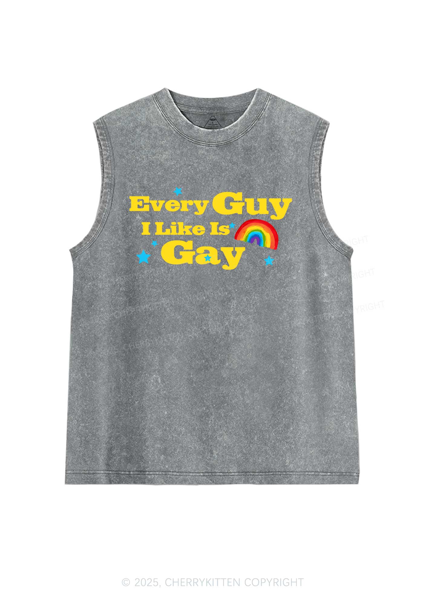 I Like Gay Pride Y2K Washed Muscle Tank Cherrykitten - Image 6