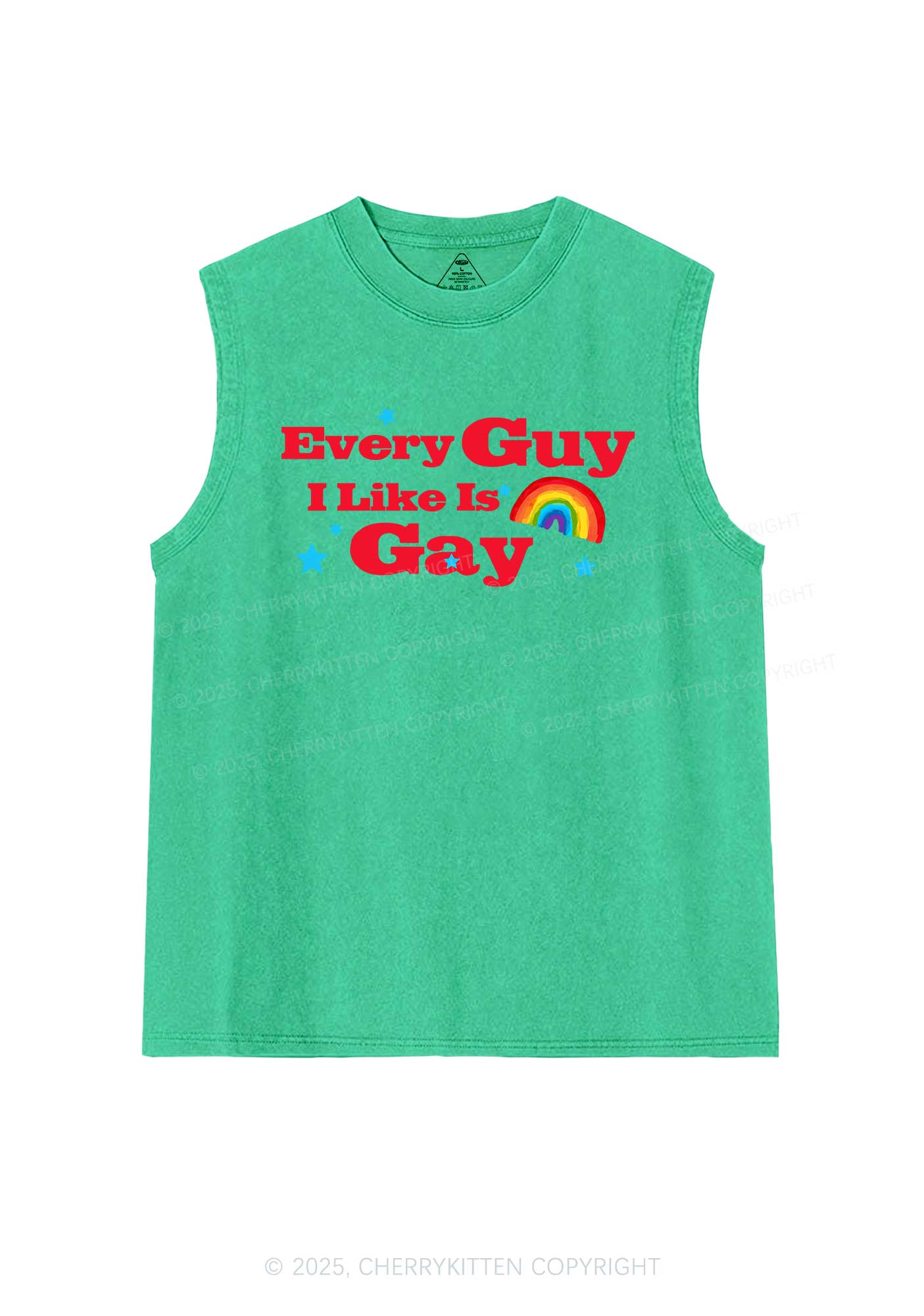 I Like Gay Pride Y2K Washed Muscle Tank Cherrykitten - Image 7