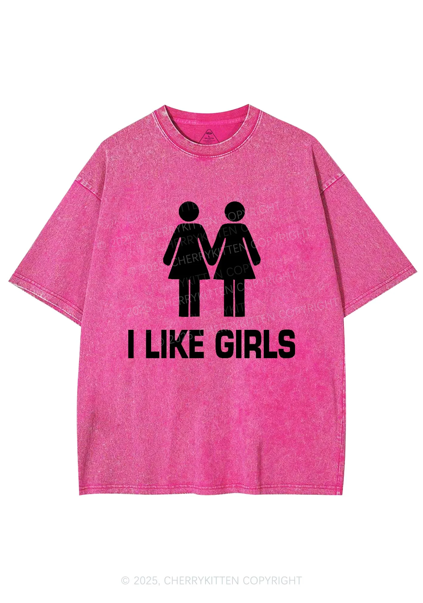 I Like Girls Pride Y2K Shirts Washed Tee Cherrykitten - Image 3