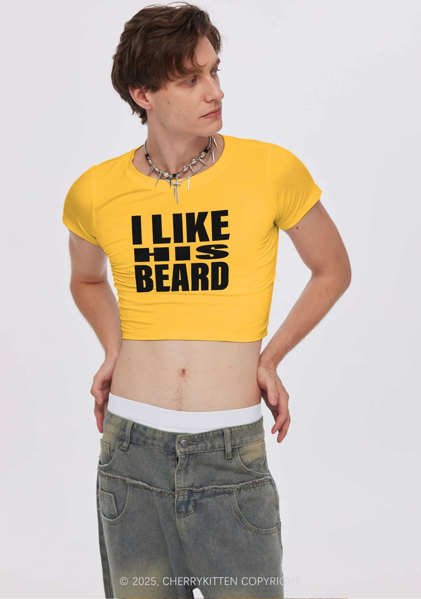 I Like His Beard Y2K Valentine's Day Baby Tee Cherrykitten - Image 2