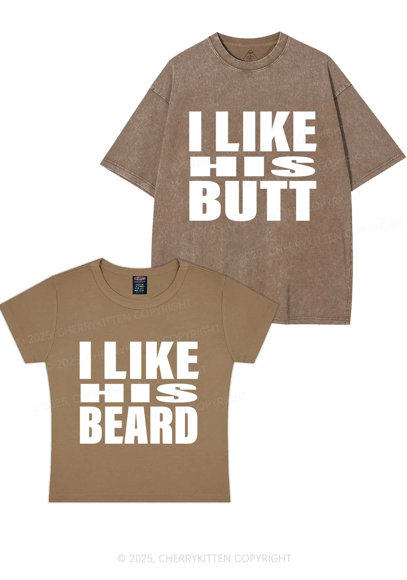 I Like His Beard Y2K Valentine's Day Couple Shirt Cherrykitten - Image 10