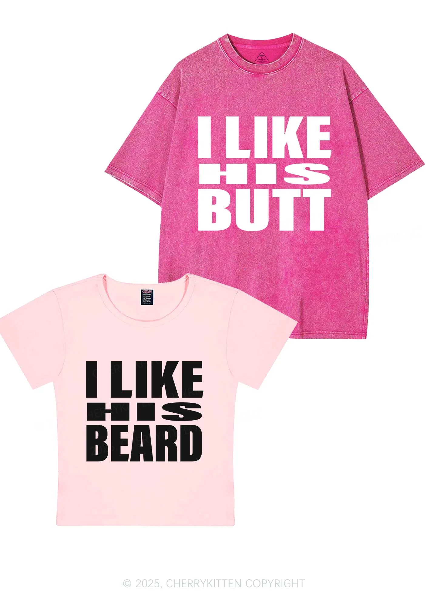 I Like His Beard Y2K Valentine's Day Couple Shirt Cherrykitten - Image 11