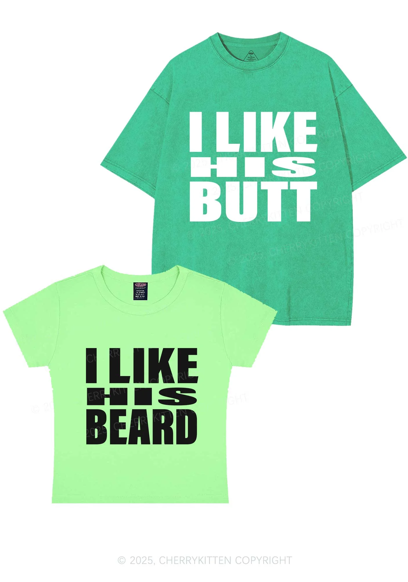 I Like His Beard Y2K Valentine's Day Couple Shirt Cherrykitten - Image 12