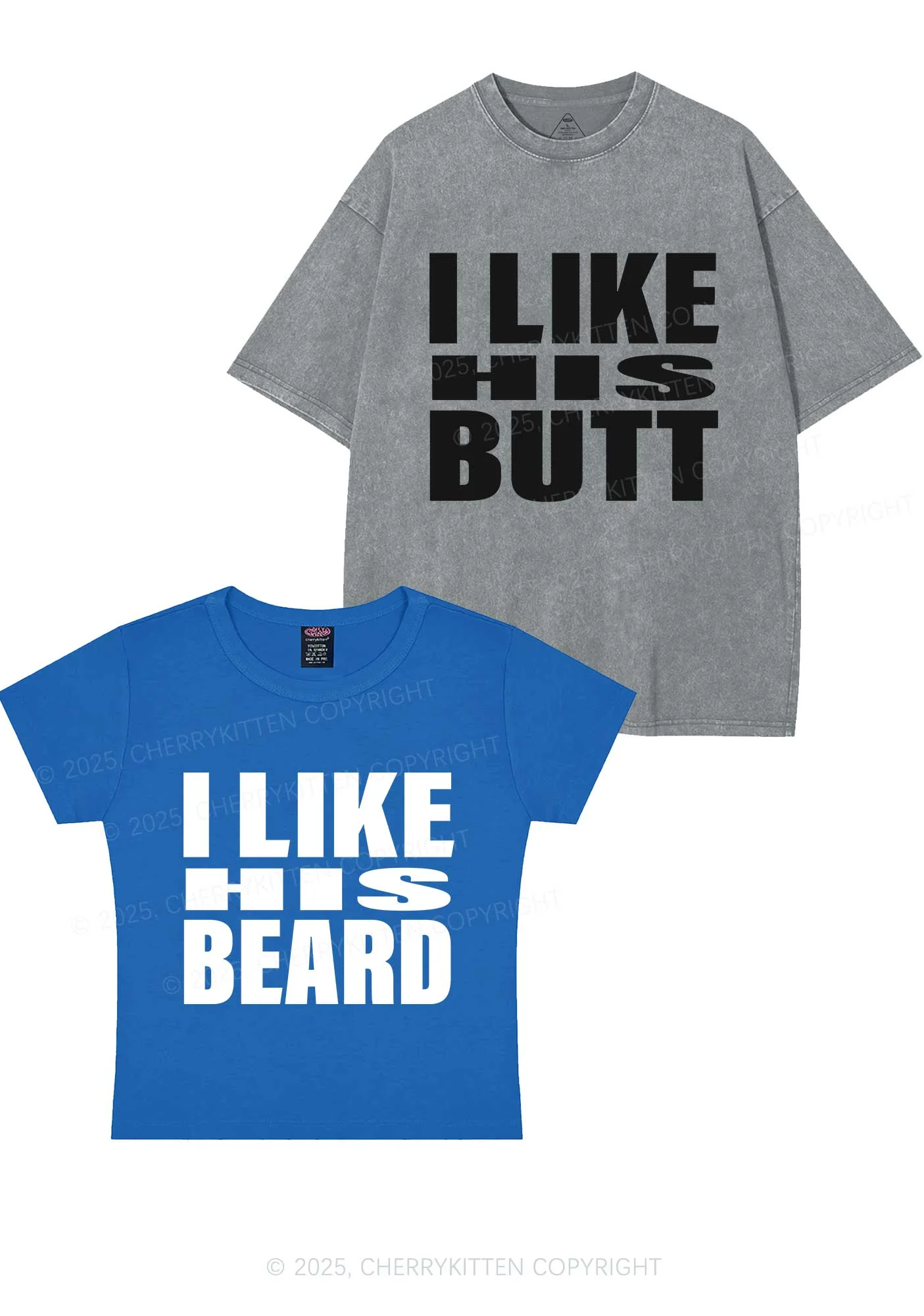 I Like His Beard Y2K Valentine's Day Couple Shirt Cherrykitten - Image 13