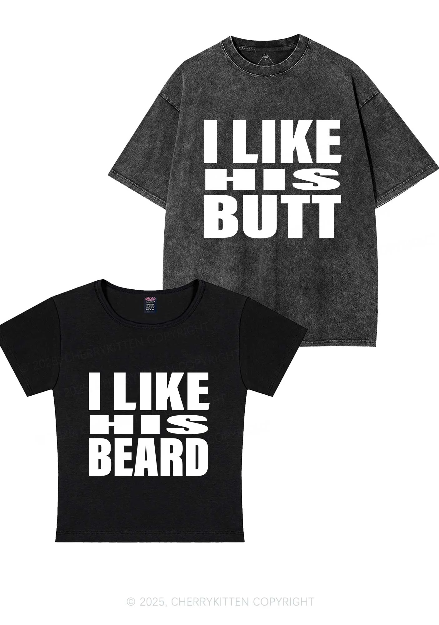 I Like His Beard Y2K Valentine's Day Couple Shirt Cherrykitten - Image 4